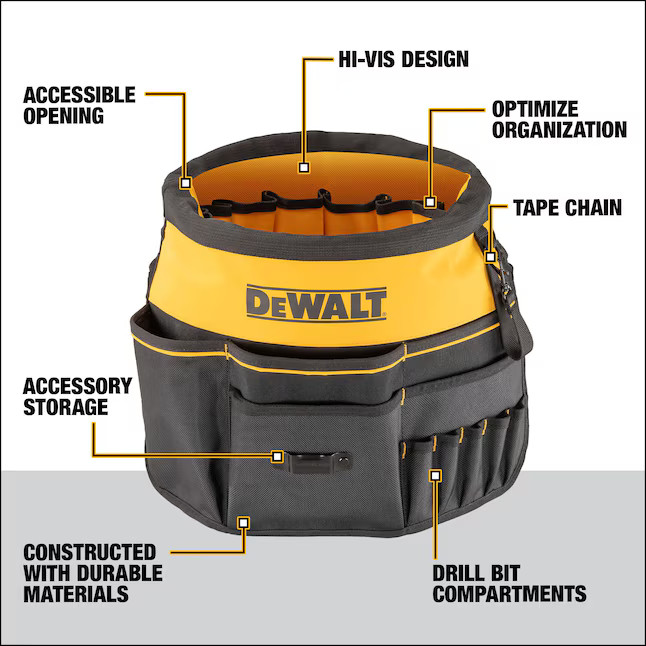 DEWALT Black – Yellow Ballistic nylon 5-gallon bucket organizer
