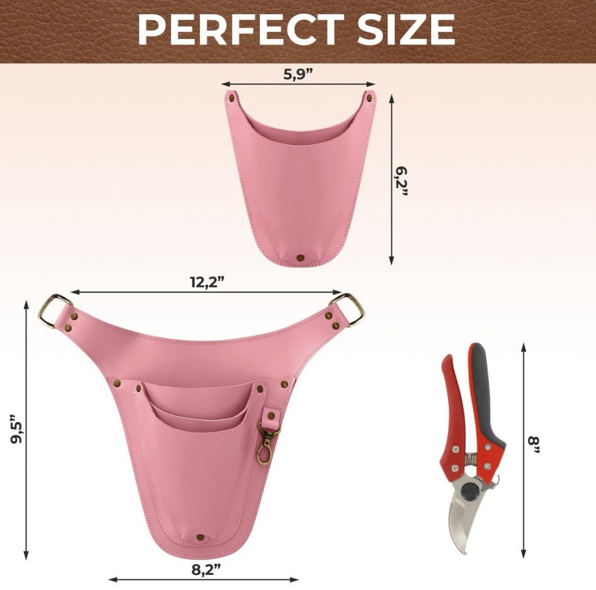 Leather Tool Belt for Florist/Gardener Tool Pouch, Tool Bag Leather Tool Pouch