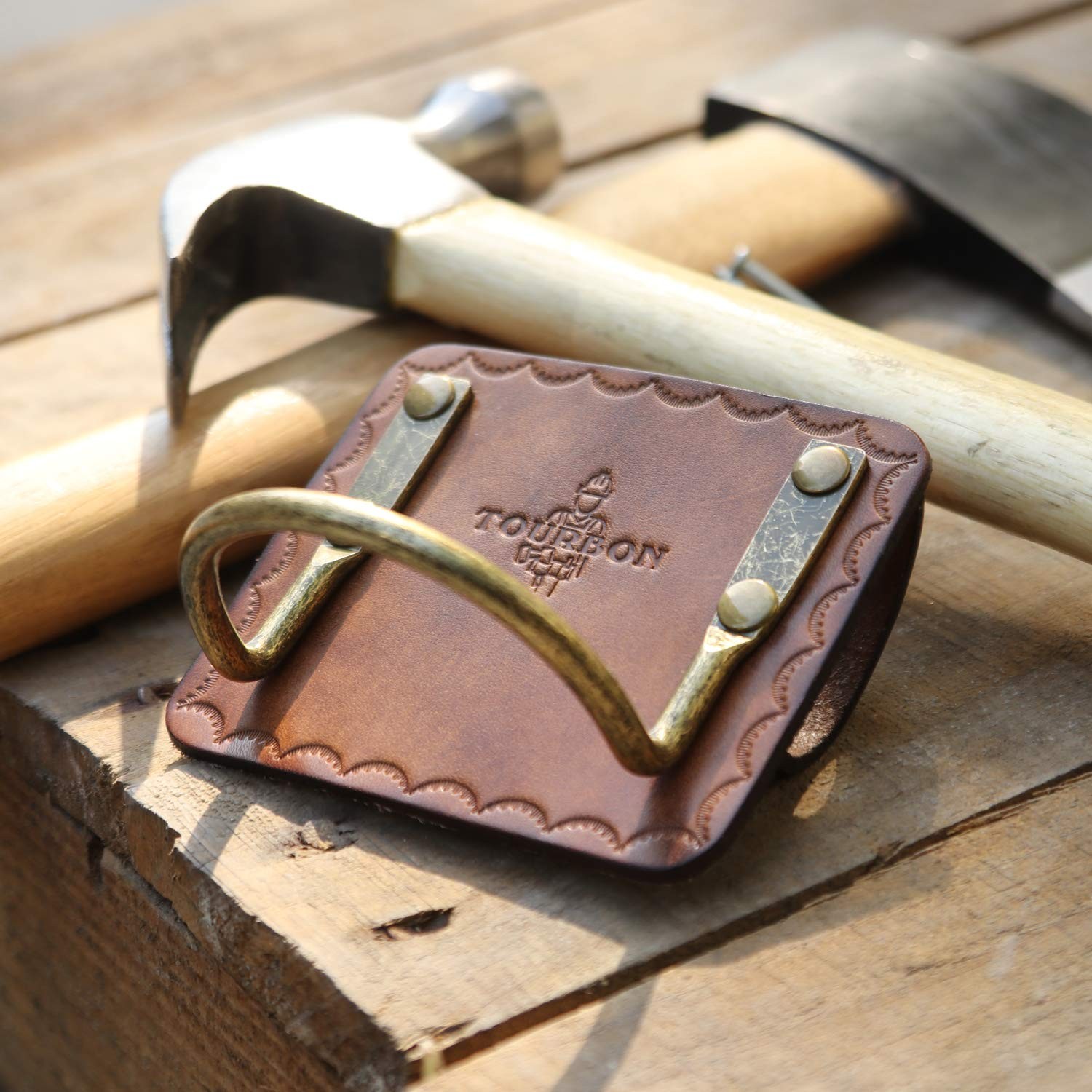 Leather Belt Tool Holster Steel Loop Hammer Carrying Holder