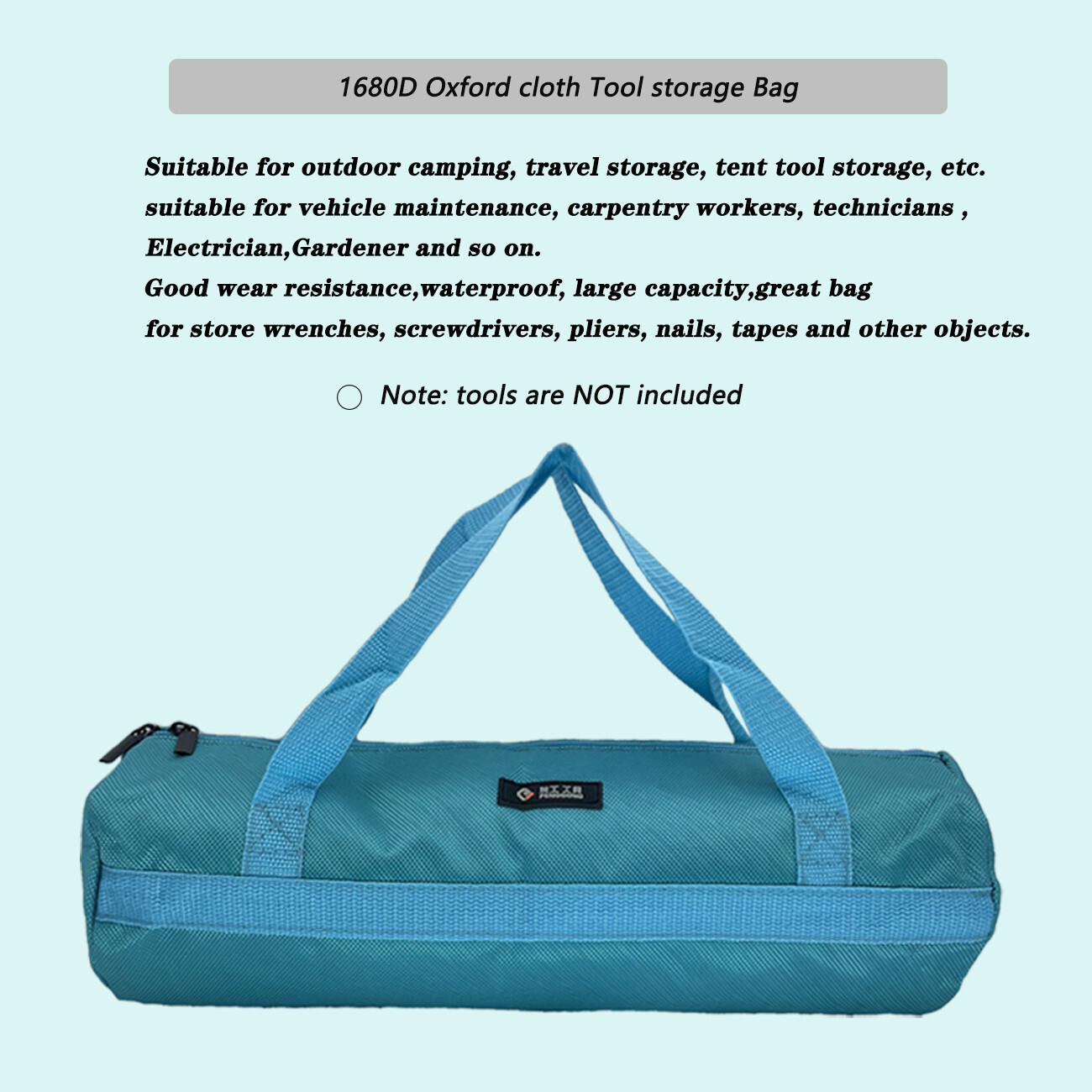 16inch Blue Tool Bag with Zippers Multi Purpose Quick storage 15.75×5.12in home