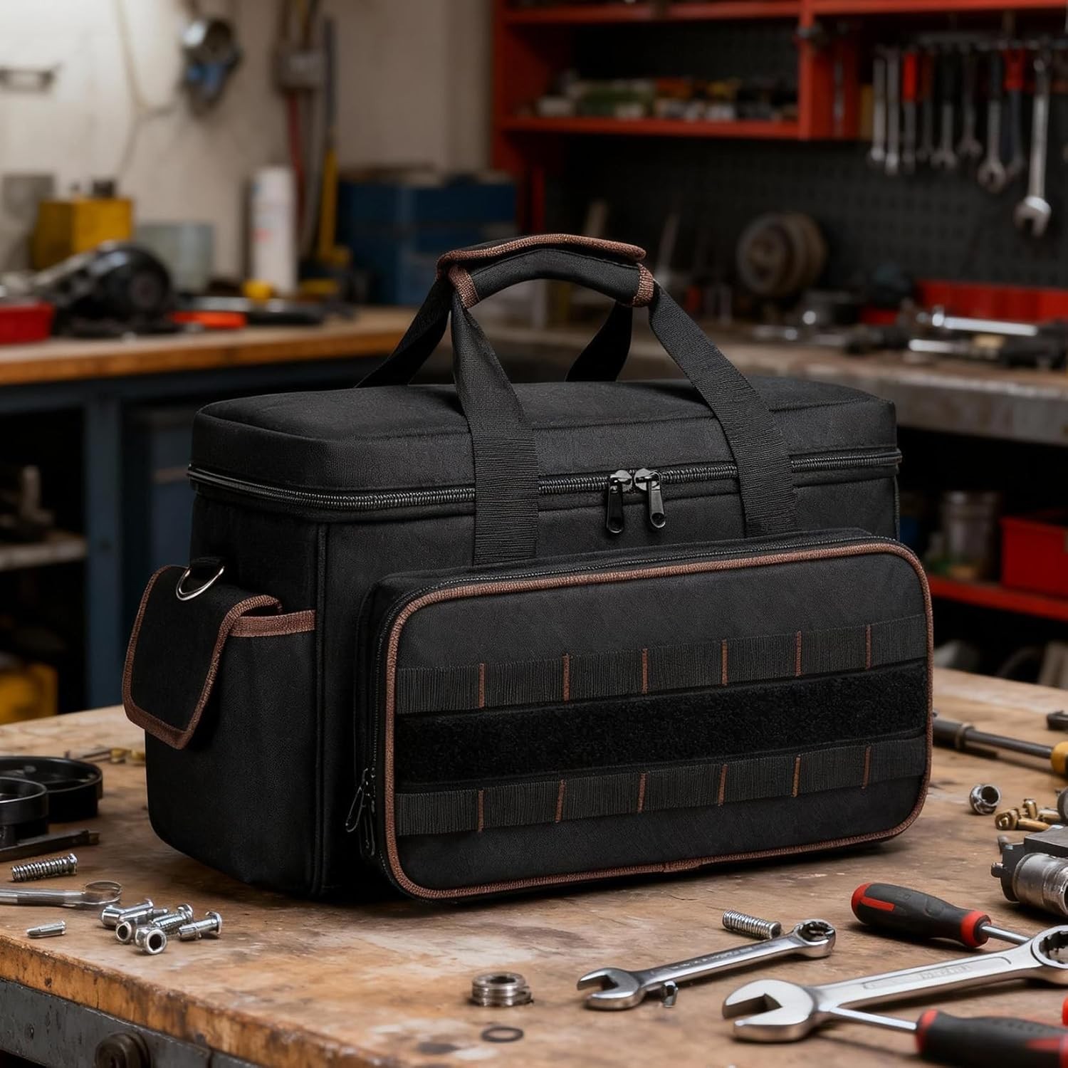17″ Oxford Tool Tote W/ Padded Handle – Multi-Pocket Organizer for Electricians