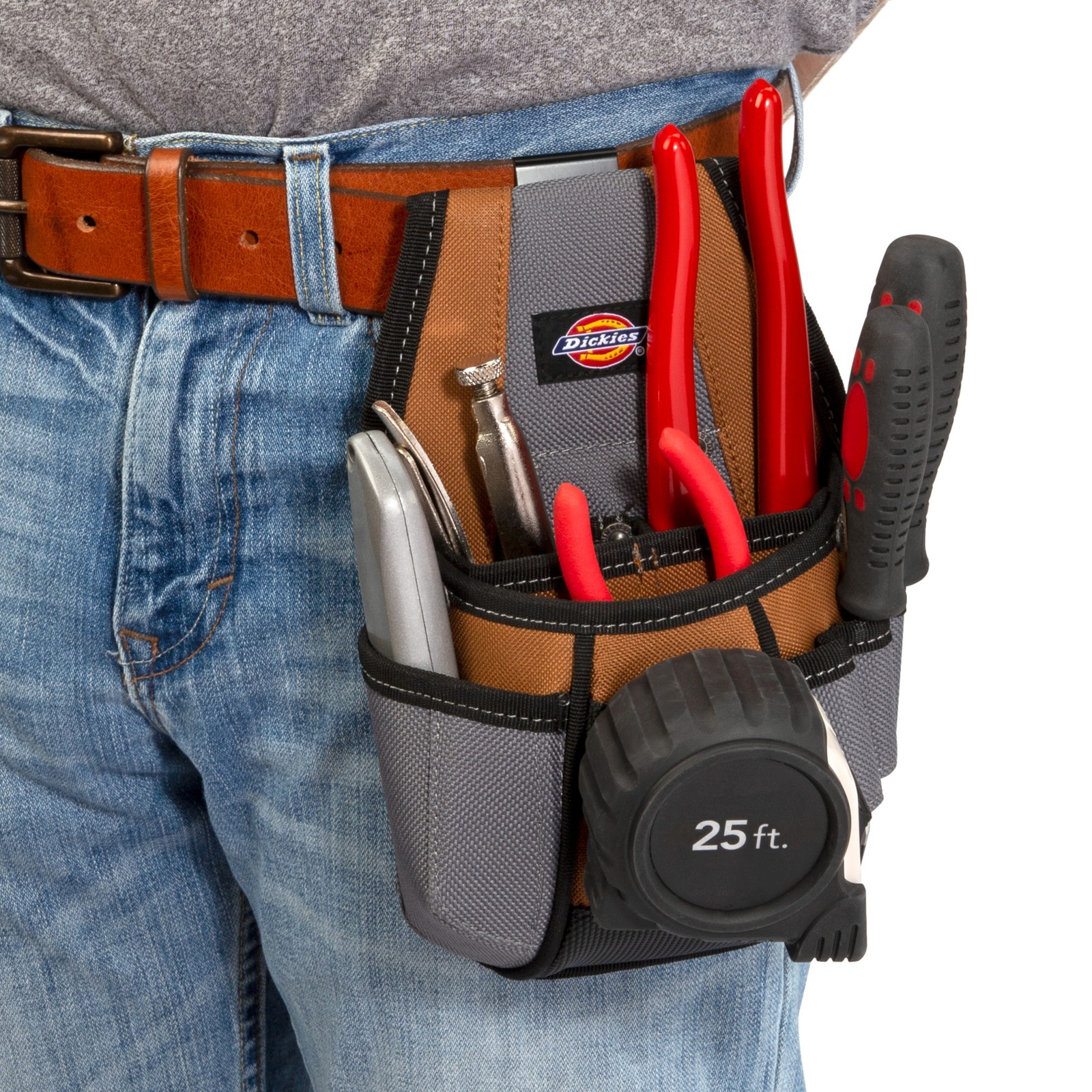 Rigid Tool Belt Pouch 4 Pocket with Tape Clip Dickies 57099