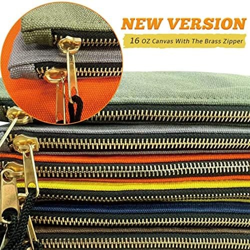 Heavy Duty Canvas Tool Bag Organizer – 7 Pack Zipper Utility Pouches in Assor…