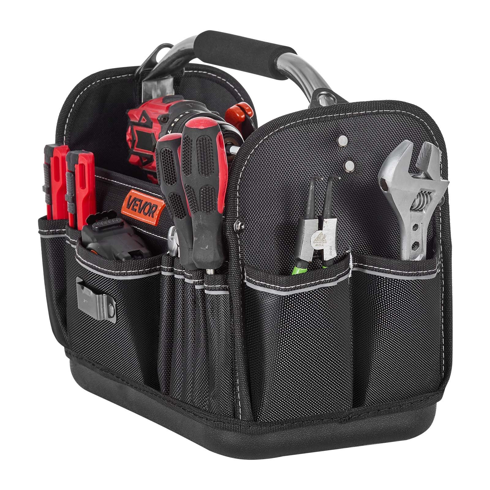 13″ Tool Bag 33-Pocket Open Top Tool Tote Organizer w/ Shoulder Strap