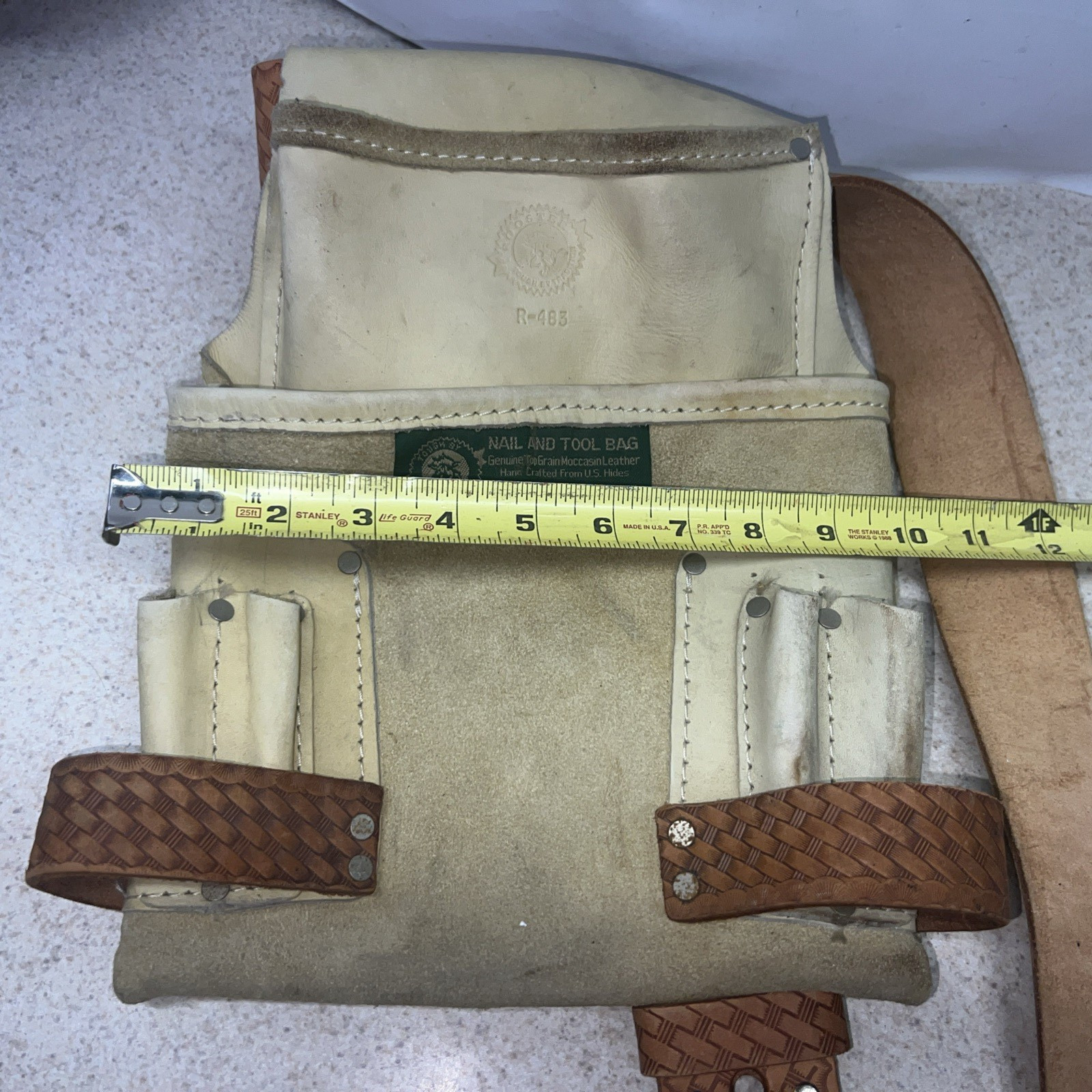 Rooster Tough By Tradition R-483 Nail And Tool Bag w/ Belt Genuine Suede Leather