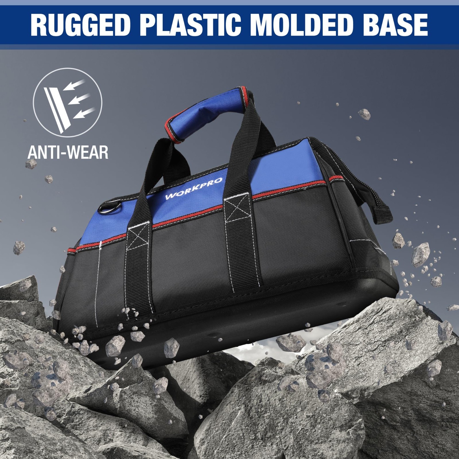 16″ Wide Mouth Tool Bag – Heavy Duty Cloth Storage, Waterproof Base, Adjustable
