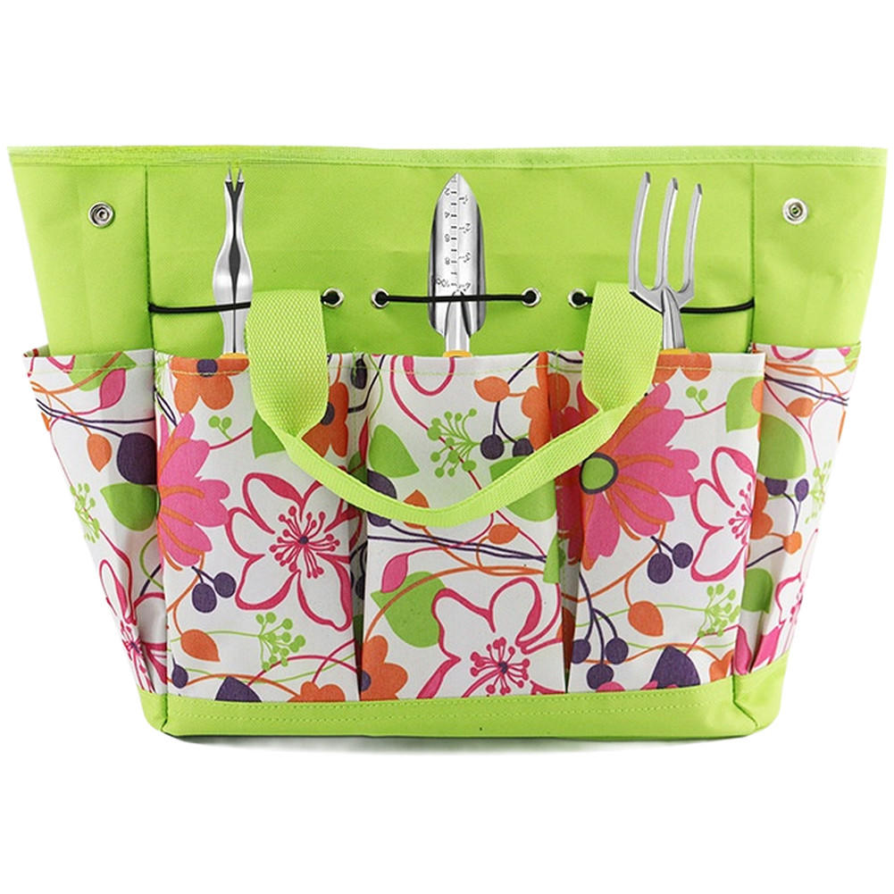 Floral Garden Tool Storage Bag 600D Oxford Cloth 34x17x30cm Lightweight 0.35kg