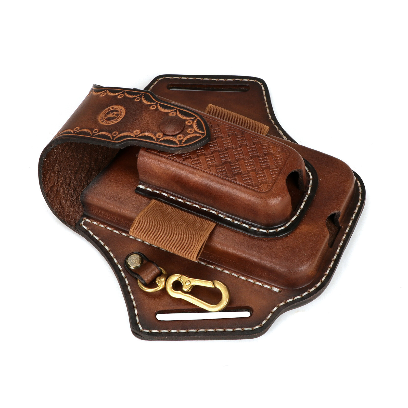 Tourbon Leather EDC Multitool Carrying Sheath Belt Holster Pen Pouch Phone Case