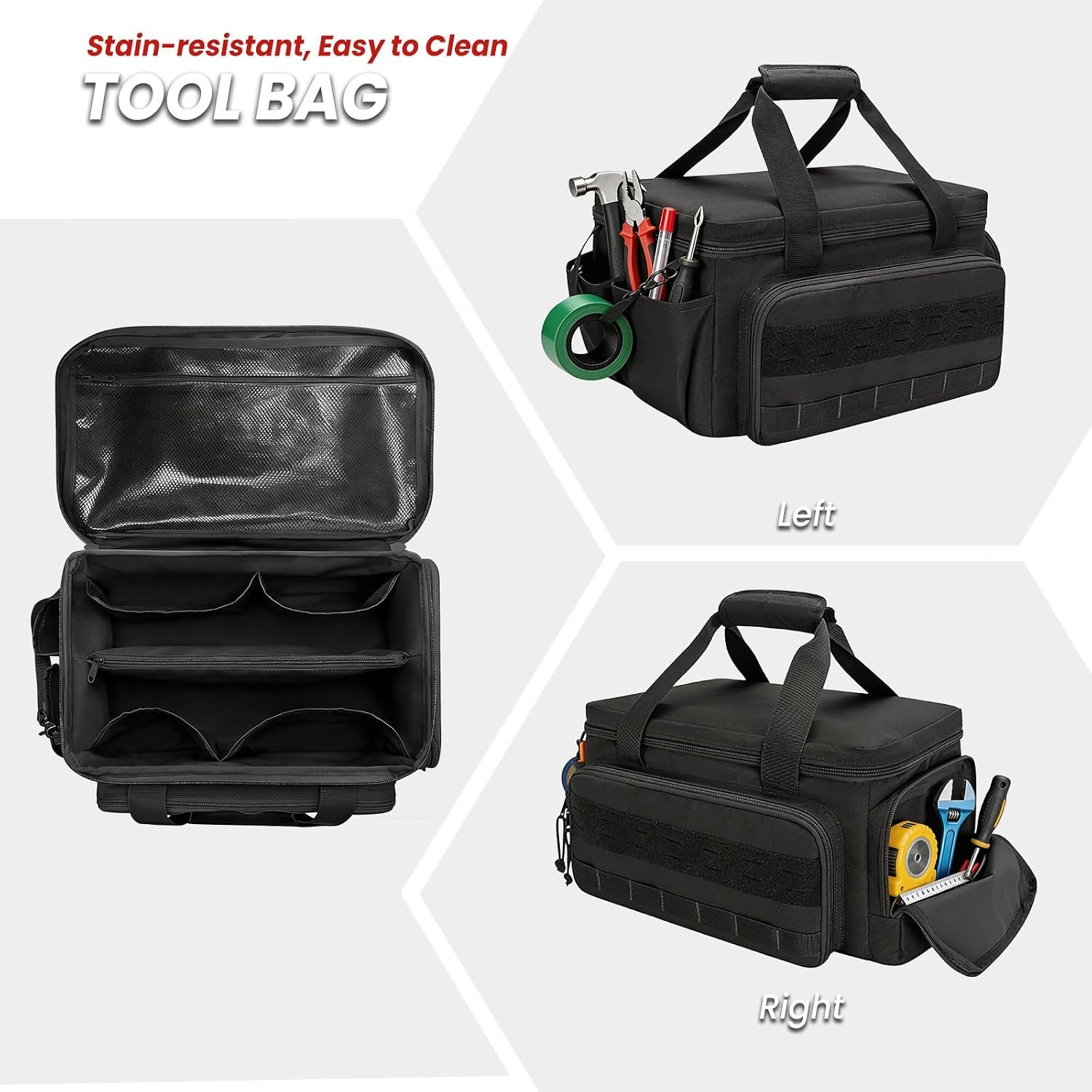 14-Inch Canvas Tool Bag Reinforced Bottom Multi-Purpose Hand Tool Organizer Tote