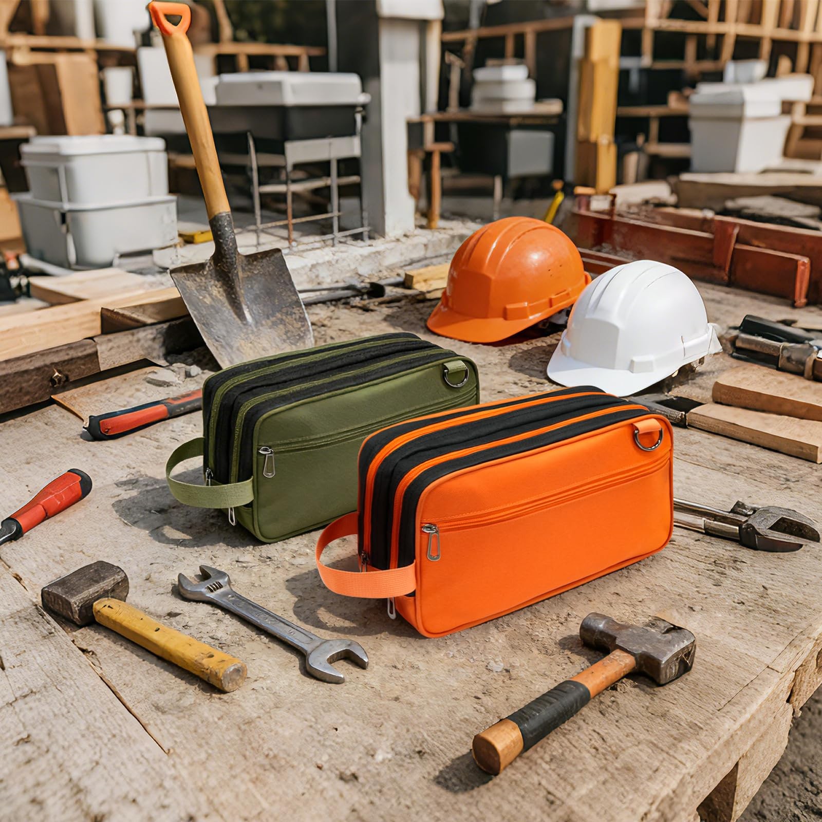 Organizer Tool Pouch – 2 Pack with Zipper Waterproof Utility Orange Green