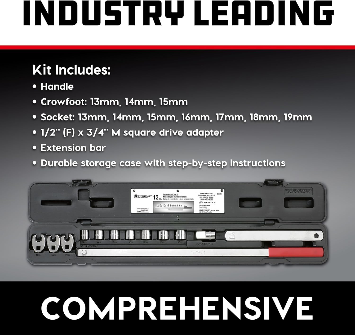 Vehicle Serpentine Belt Tool Set with Storage Case