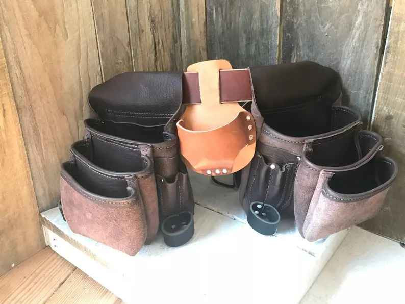Leather Tool Pouch Belt Bag for Electricians Maintenance Tech Utility Pocket