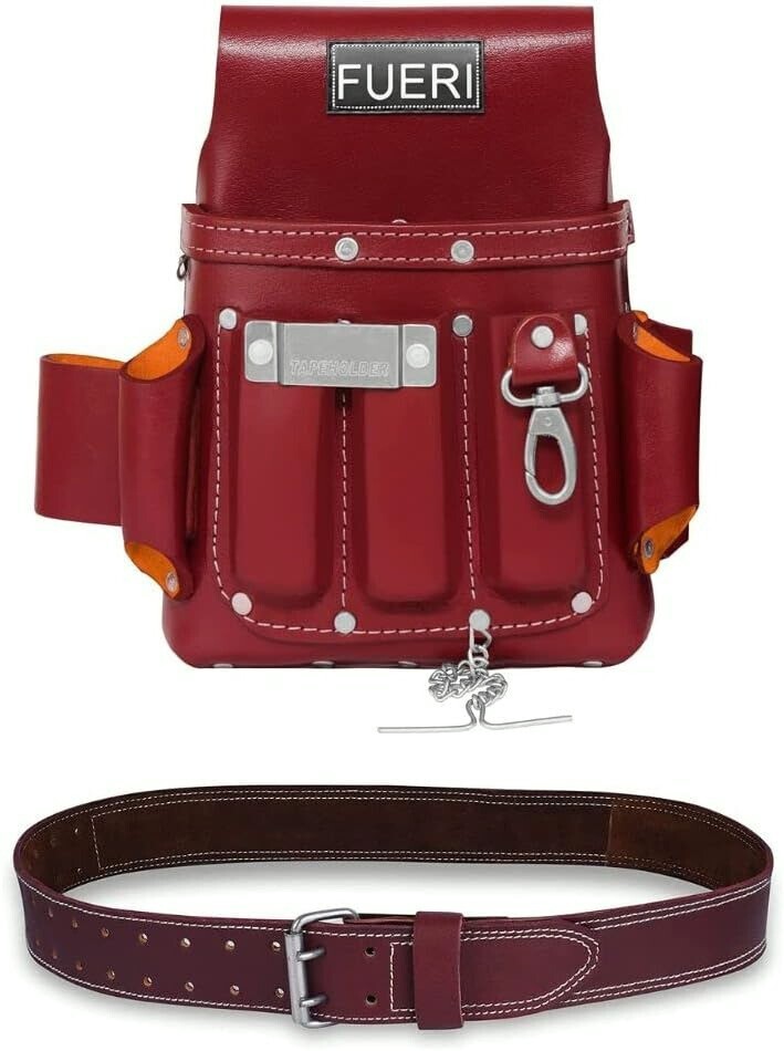 Carpenter Leather Tool Belt 4 Pocket Electrician Tool Pouch Work Belt Nail Bag
