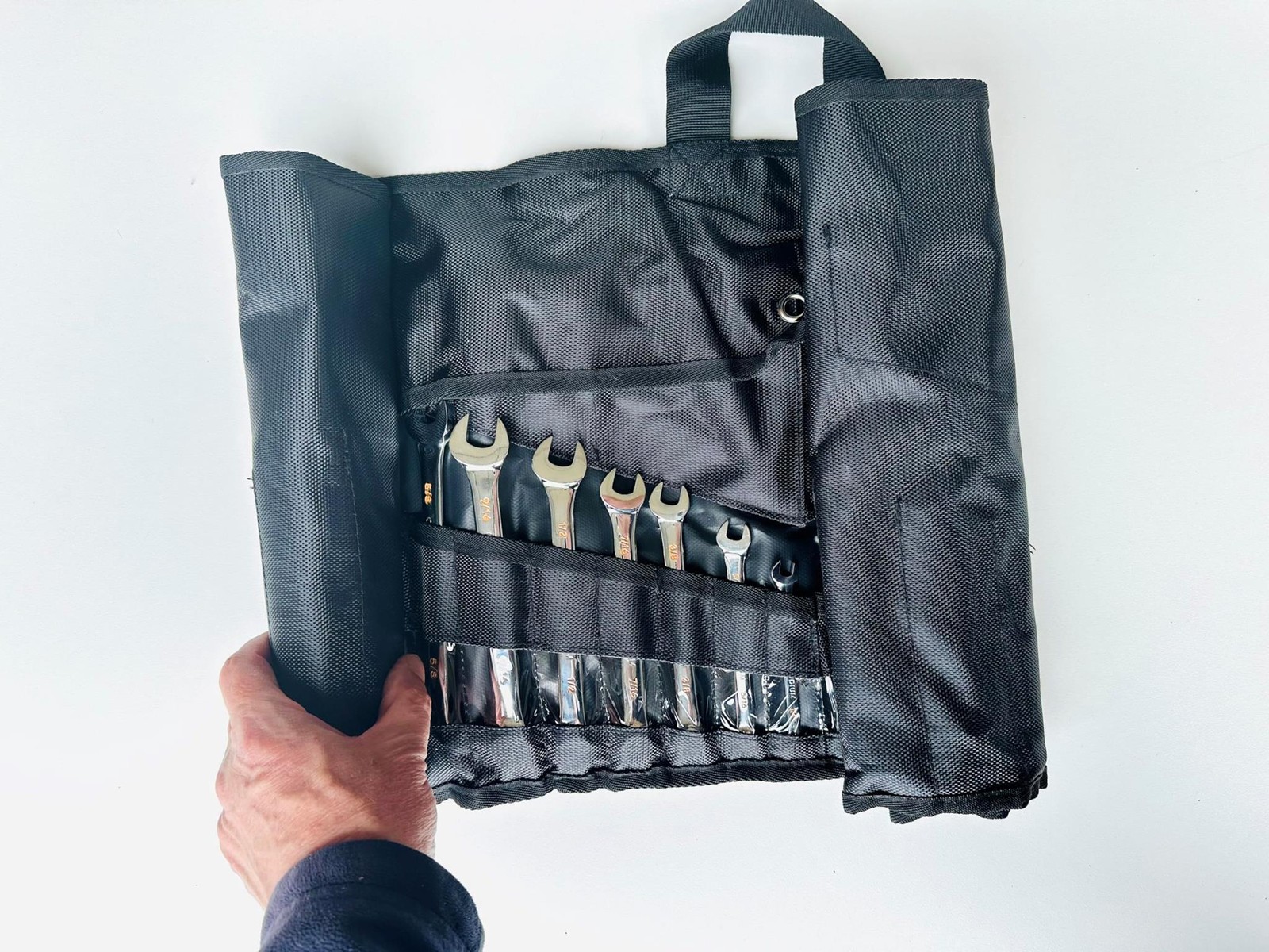 Wrench Roll Up Pouch – Wrench Organizer & Tool Holder, One Side for 12 SAE and A