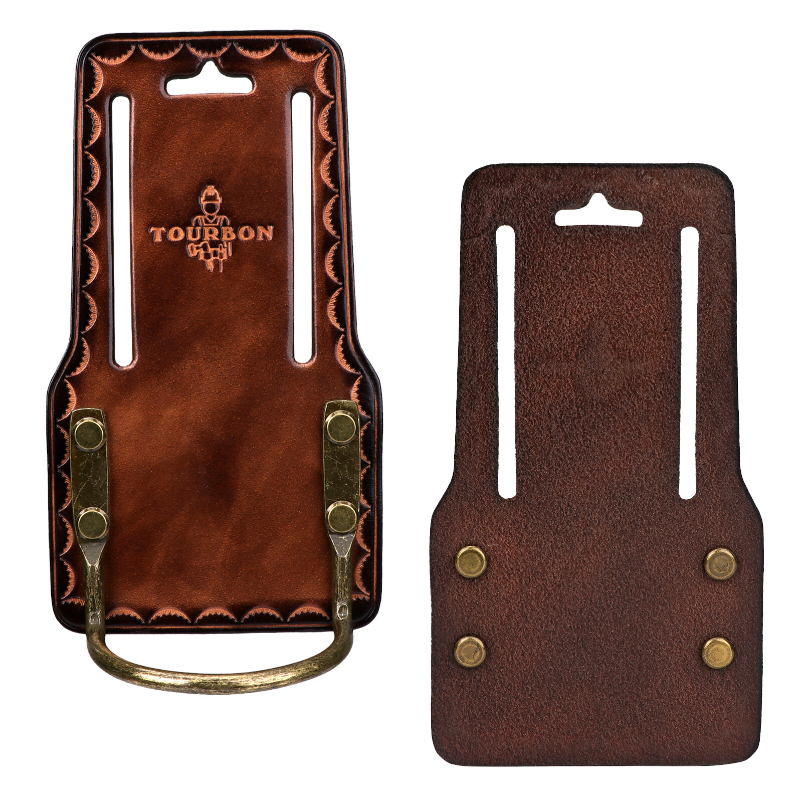 TOURBON Leather Hammer Drill Holder Axe Workers Holster 3″ Belt Loop Heavy Duty