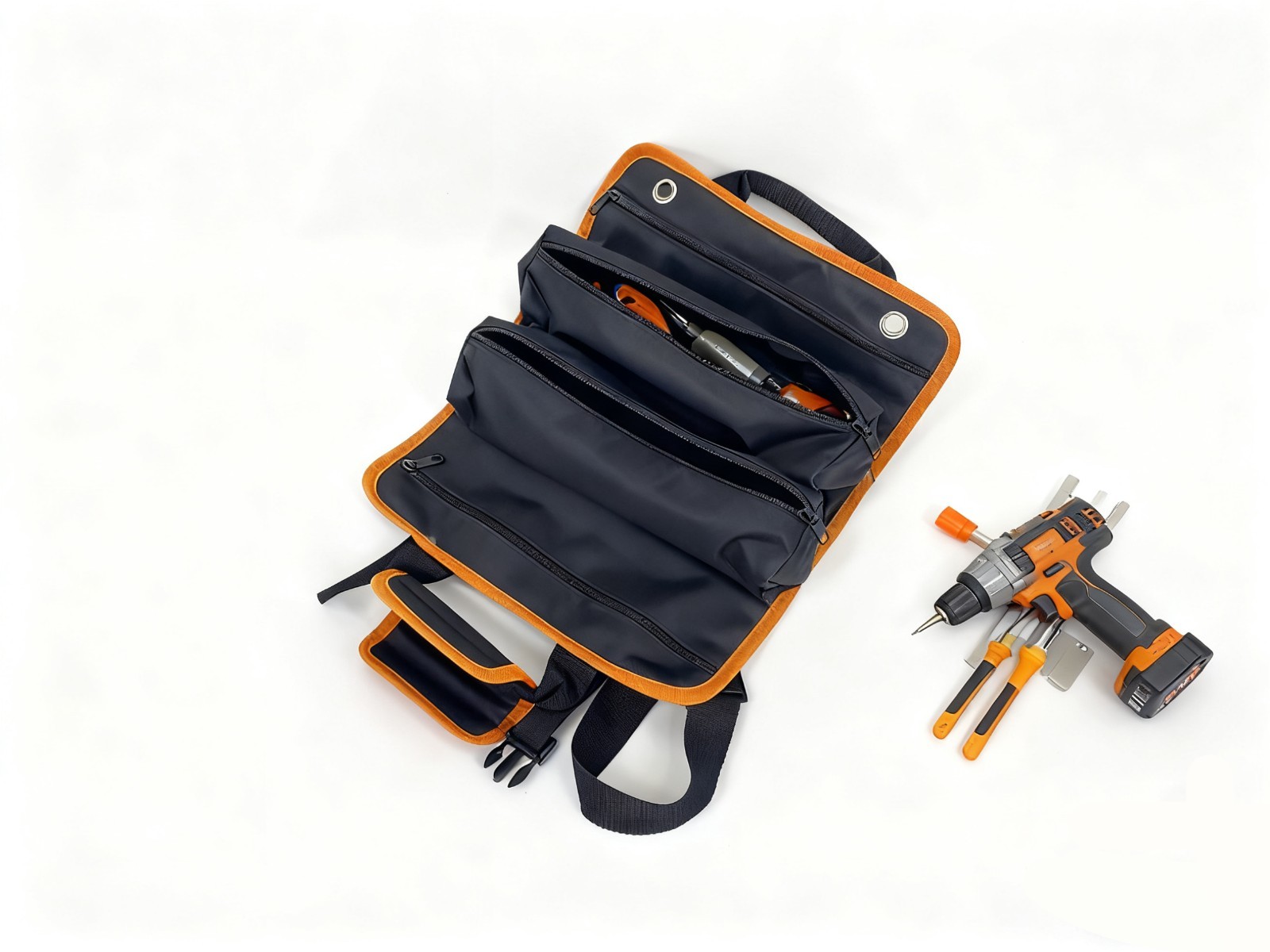 600D Oxford fabric ​​Portable Multi – Functional Tool Bag with Multiple Pockets