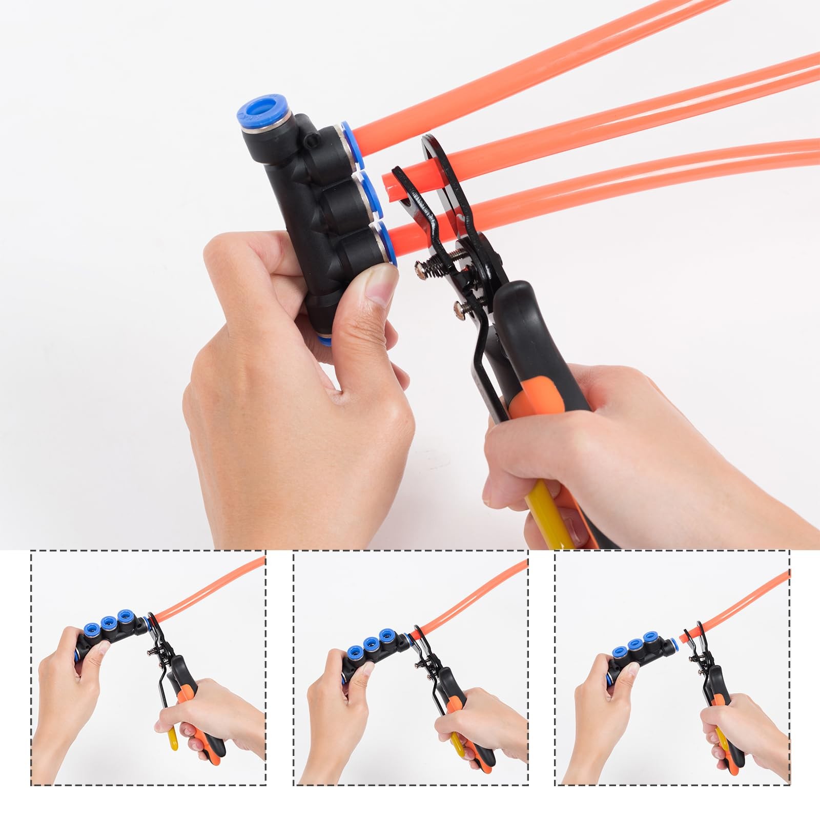 PLATATO Push to Connect Fittings Disconnect Tool Air 10-12mm, Black, Orange