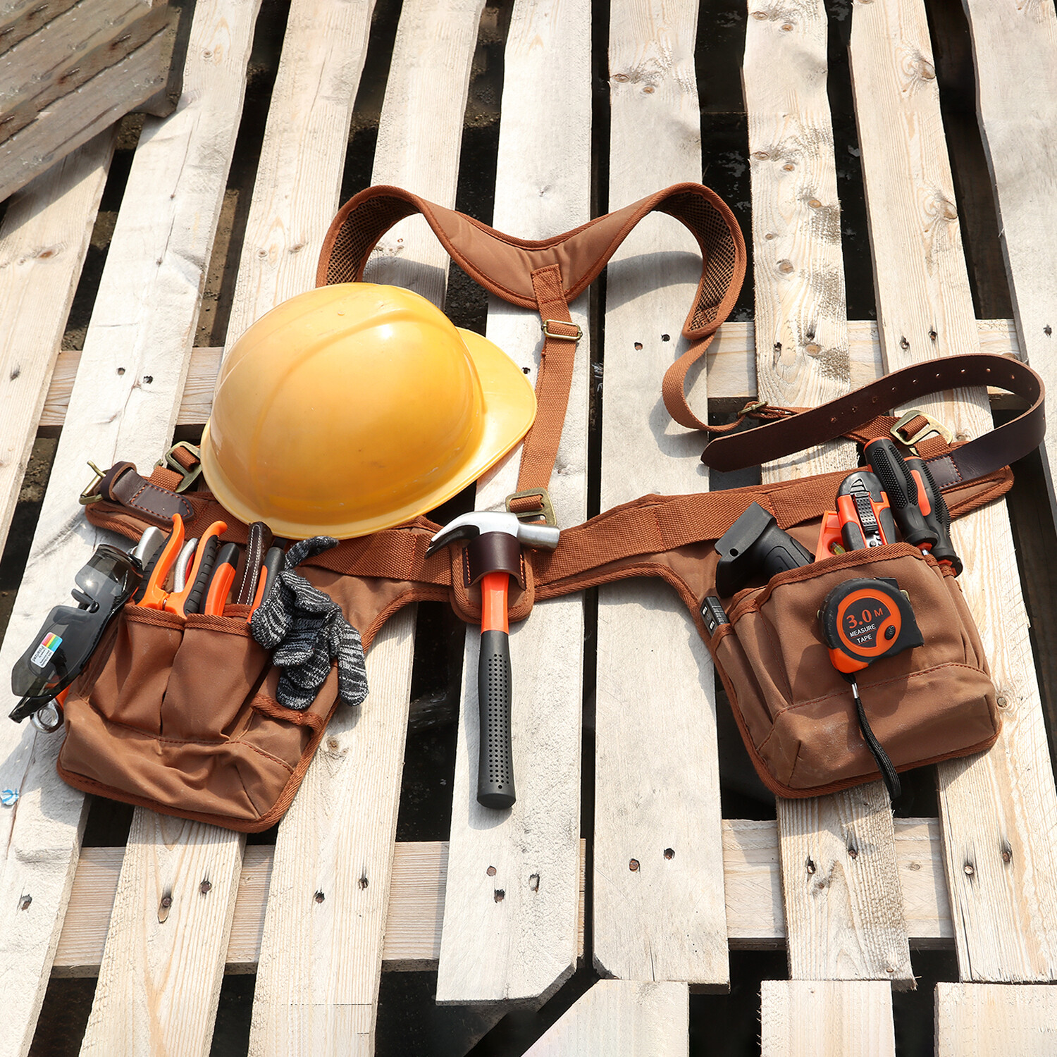 TOURBON Work Tool Belt Suspender Drill Pouch Holder Electricians Carpenters Vest