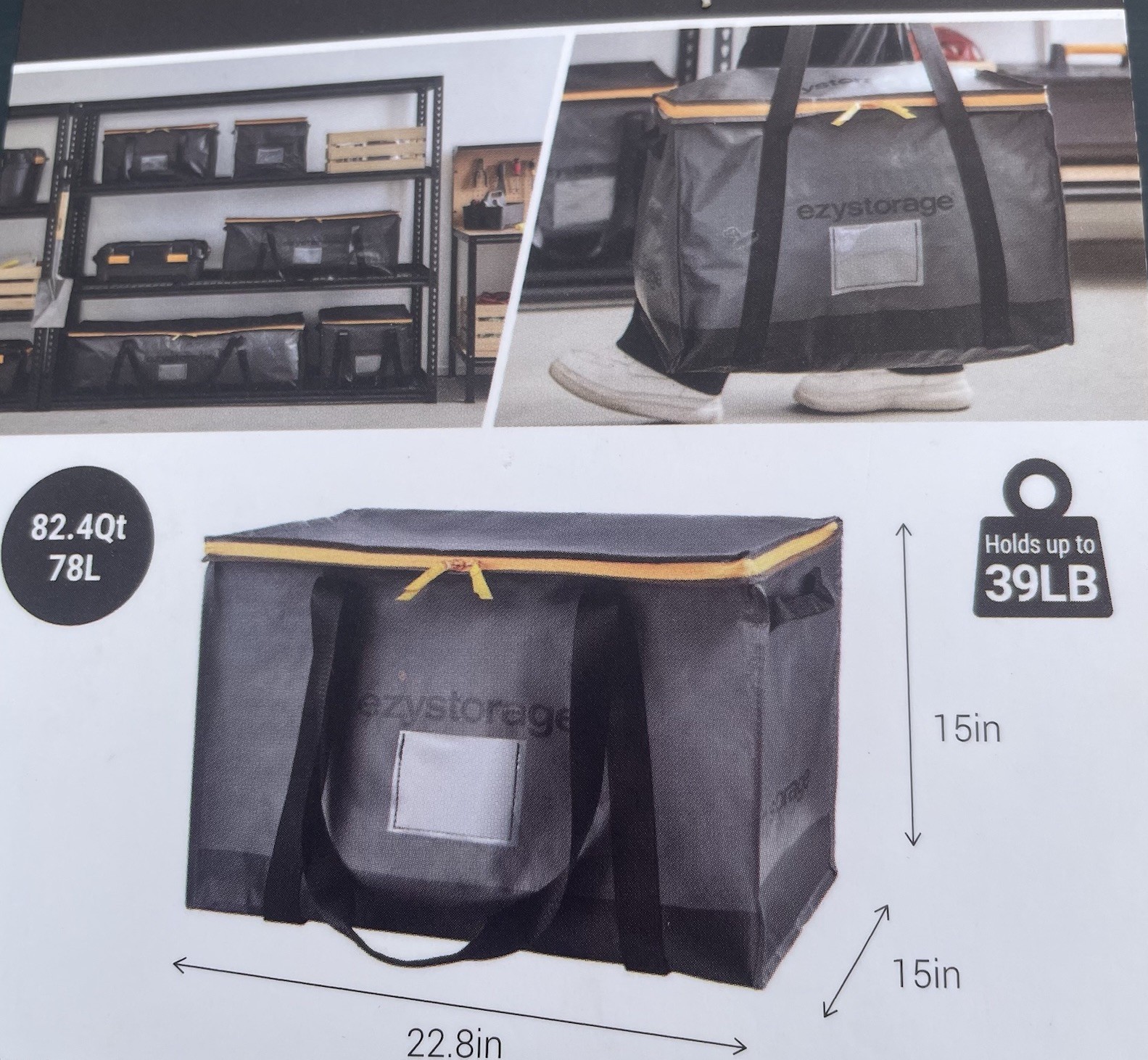 EzyStorage 20.6Gal Utility Bag Holds Up To 39Lb Brand New Never Used