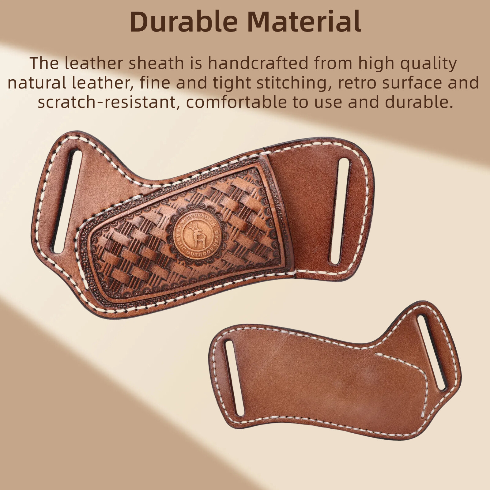 TOURBON Leather Folding Knife Sheath Belt Carry Pouch Tool Pocket Knives Holster