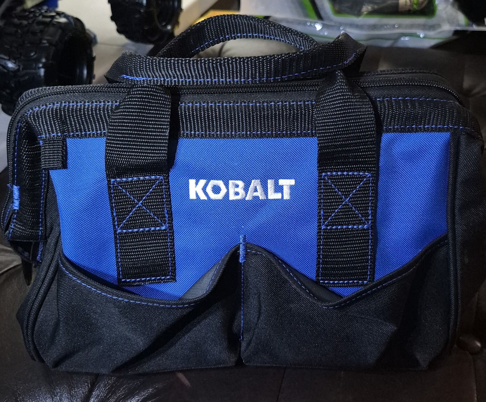 12″ Kobalt Black/blue Polyester 12-in W x 7-in D x 9-in L Tool bag – tool bag