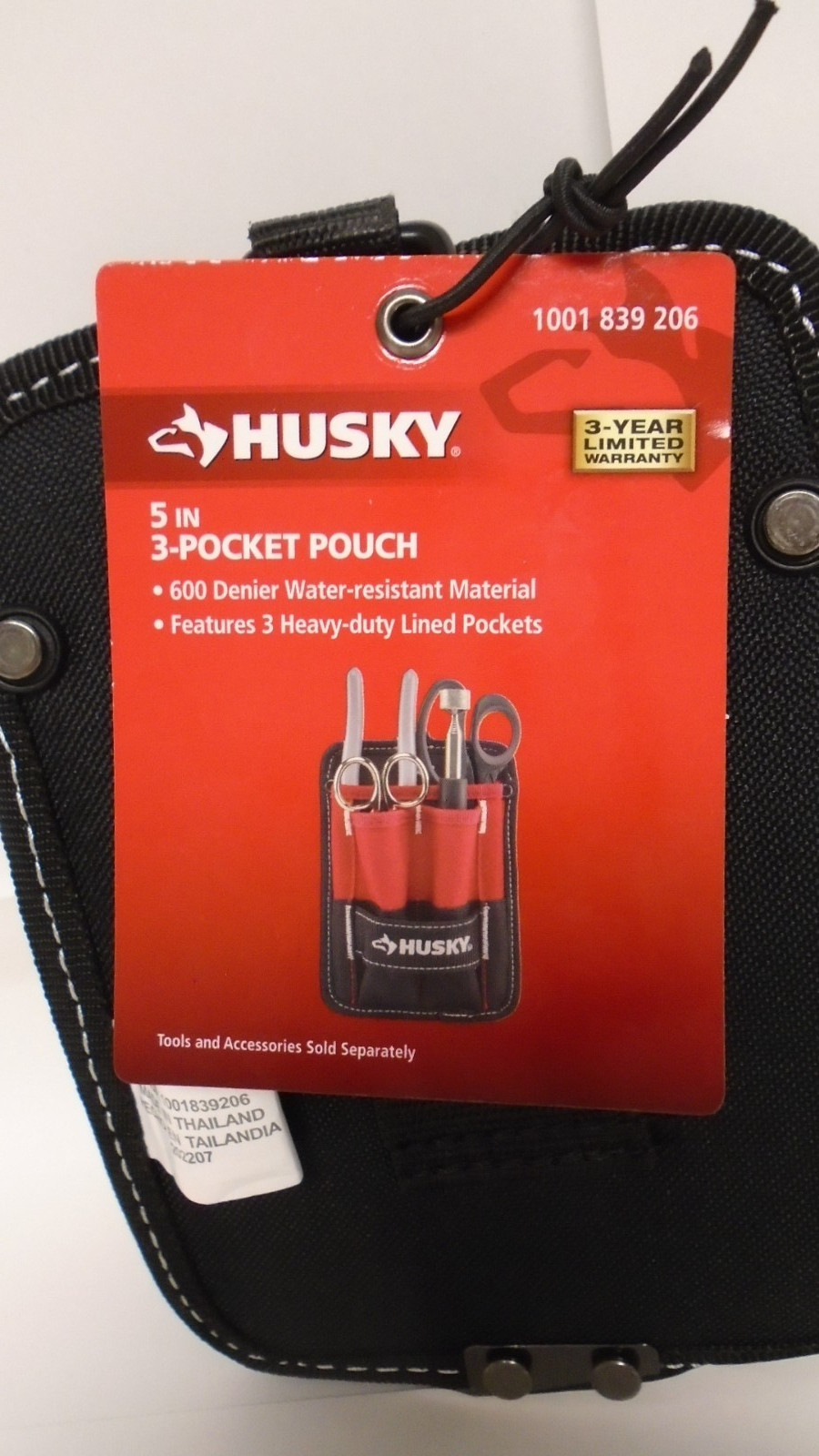 HUSKY 5 Inch 3 Pocket Pouch with Belt Clip 600 Denier Heavy Duty Free Shipping