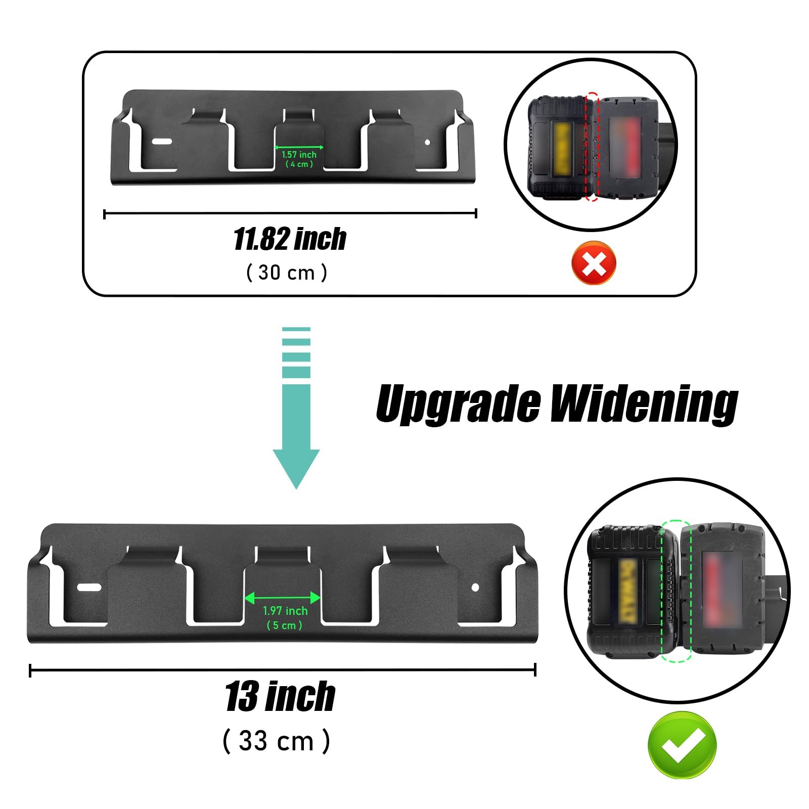 Upgrades 4 Slots Battery Holder Wall Mount fits for Latest Dewalt 18V/20V Dri…