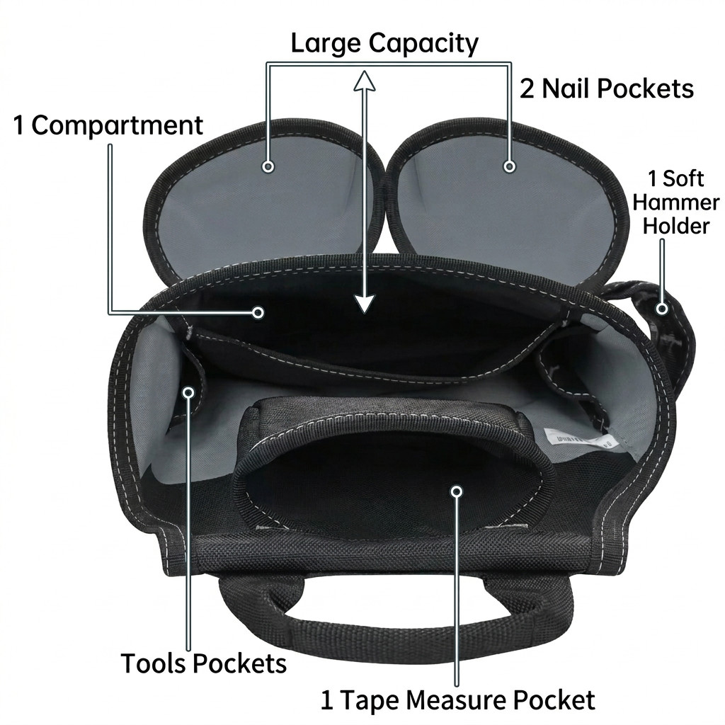 MELOTOUGH 13-Pocket Tool Belt Pouch Heavy Duty 1680D Ballistic Nylon Electrician