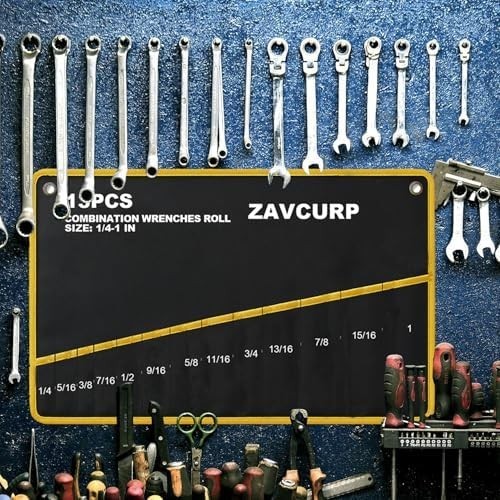 2PCS Wrench Roll Up Pouch, 12 Pockets Metric + 13 SAE, Black