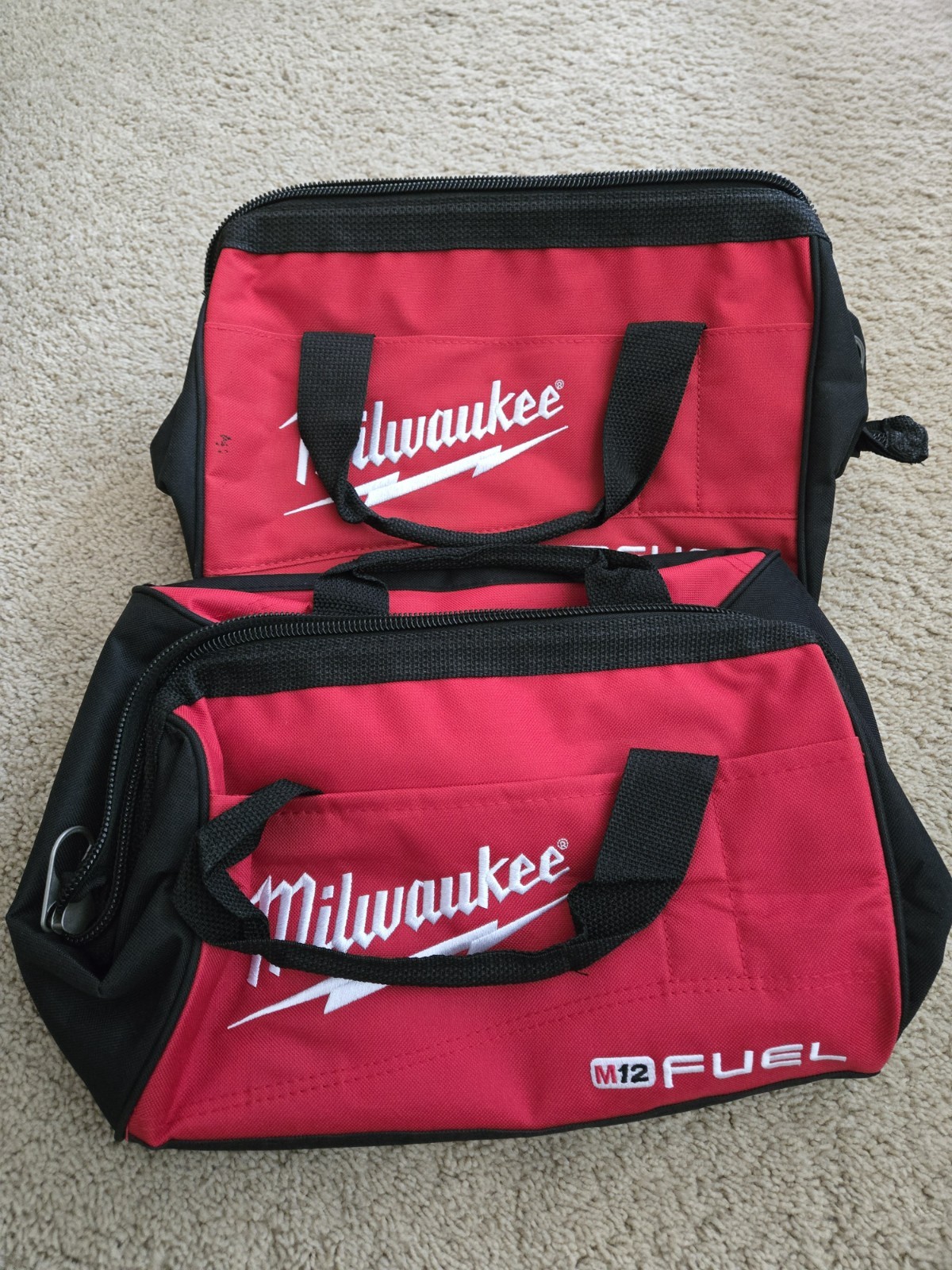Two New Milwaukee M12 13″ soft canvas bags 13″ x 9″ x 10″