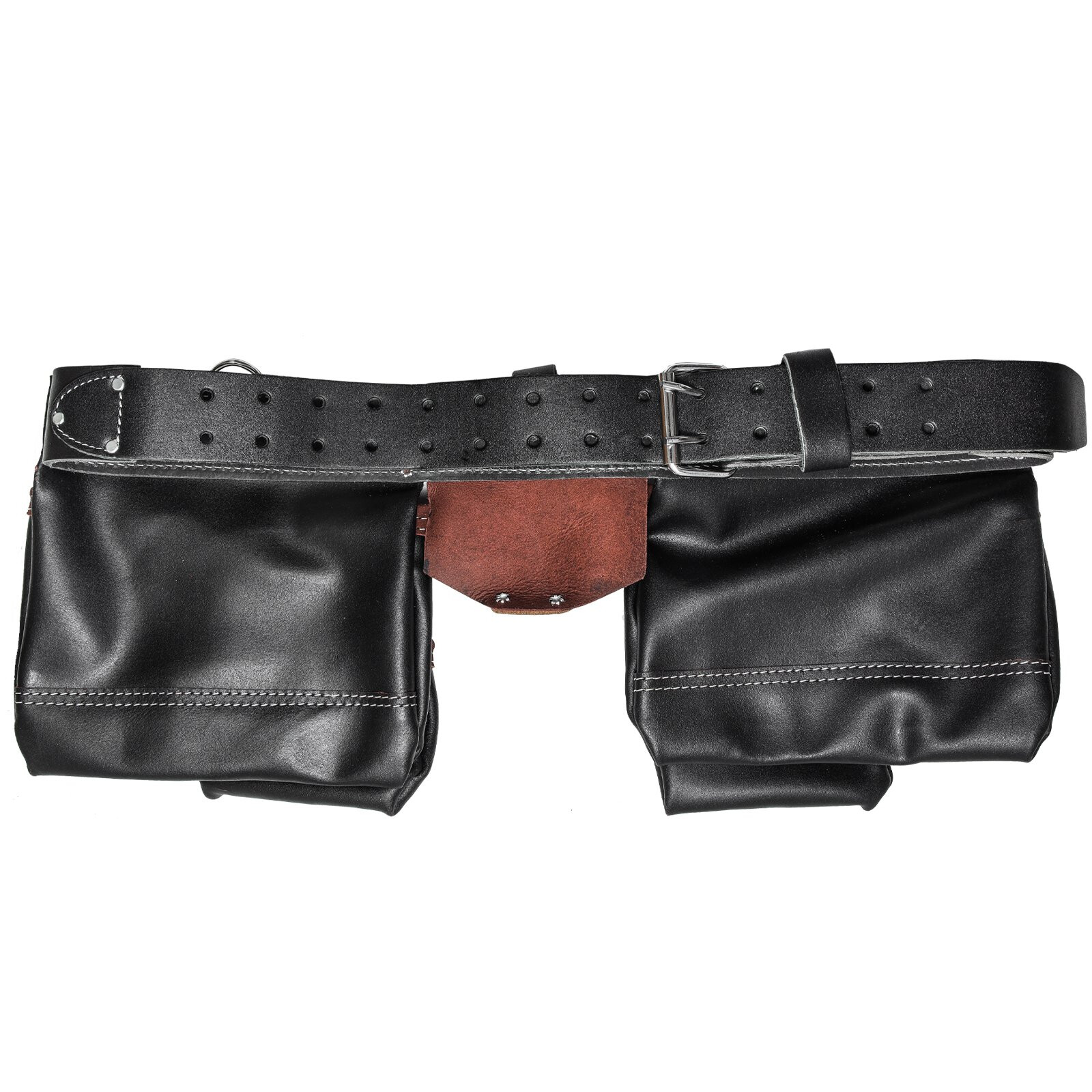 ToolTreaux 13 Pocket Oil Tanned Leather Tool Belt with 2 Hammer Loops, Brown