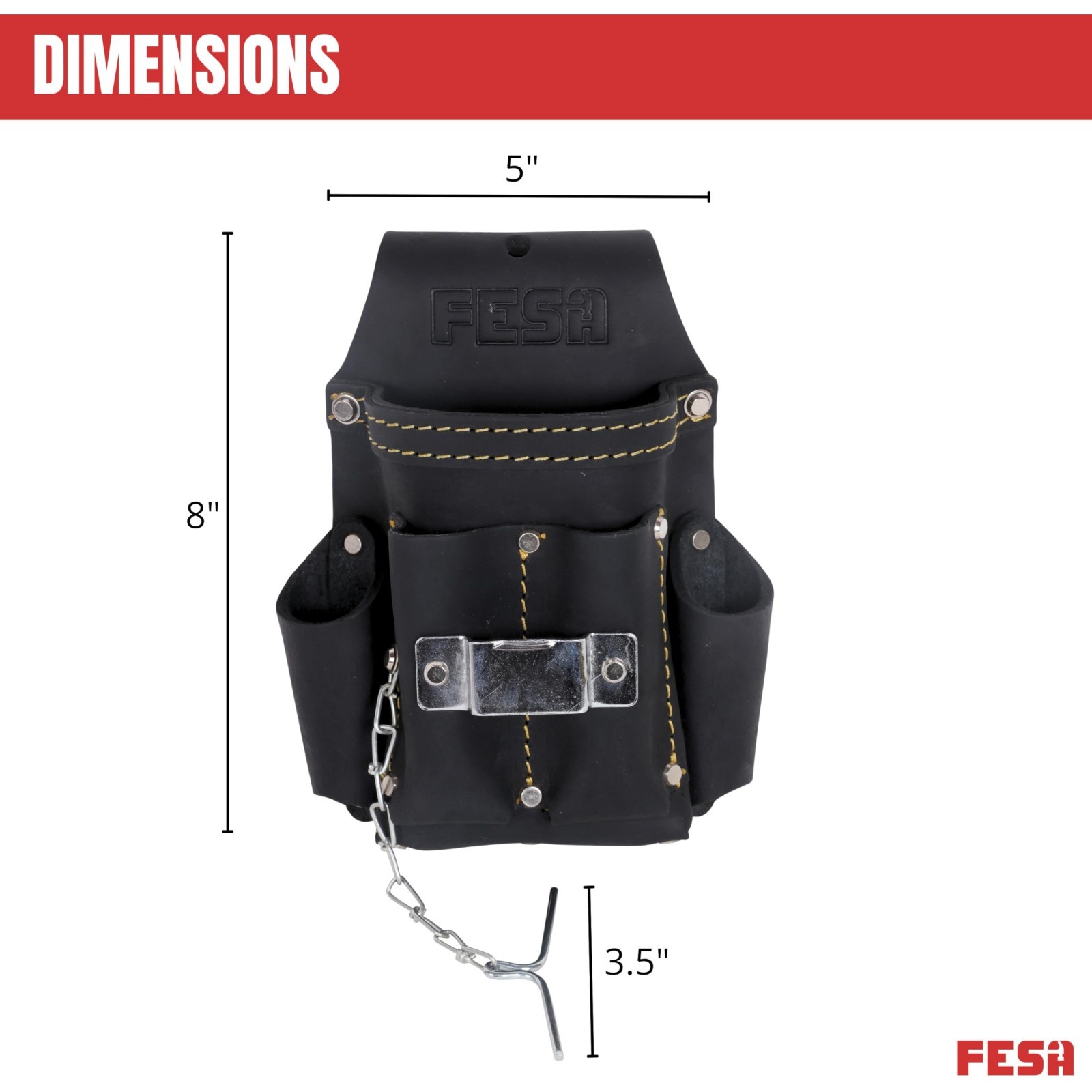 Small Electrician Tool Pouch – 7-in-1 Leather Organizer with Clips & 5 Pockets