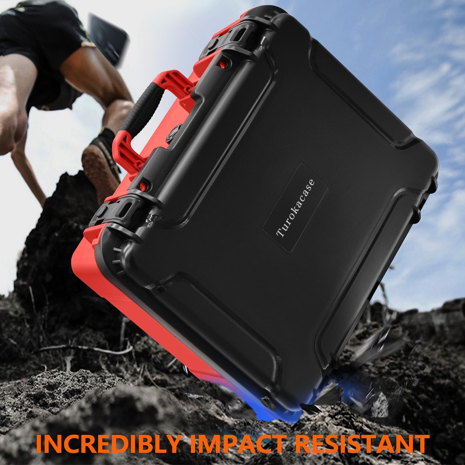 Air Compressor Hard Storage Case for 11 x 5 x 13 inches, Black & Red
