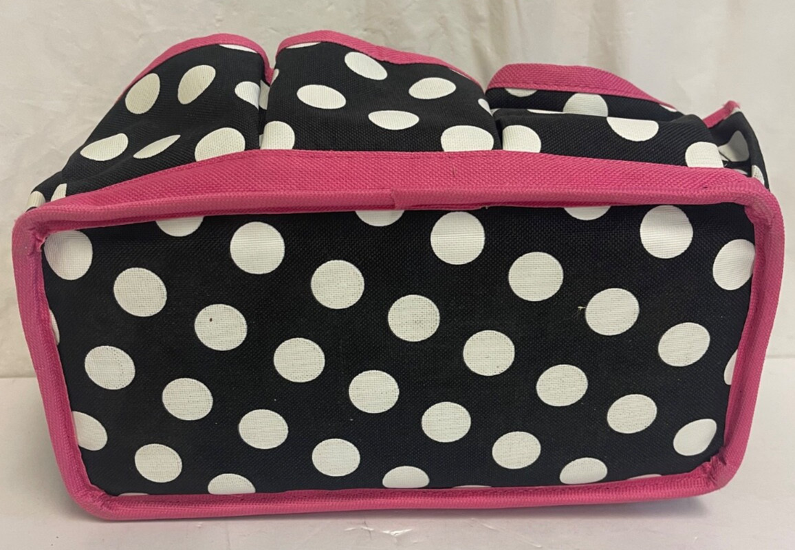Von Maur Tool Bag – Pink with Black & White Polka Dots