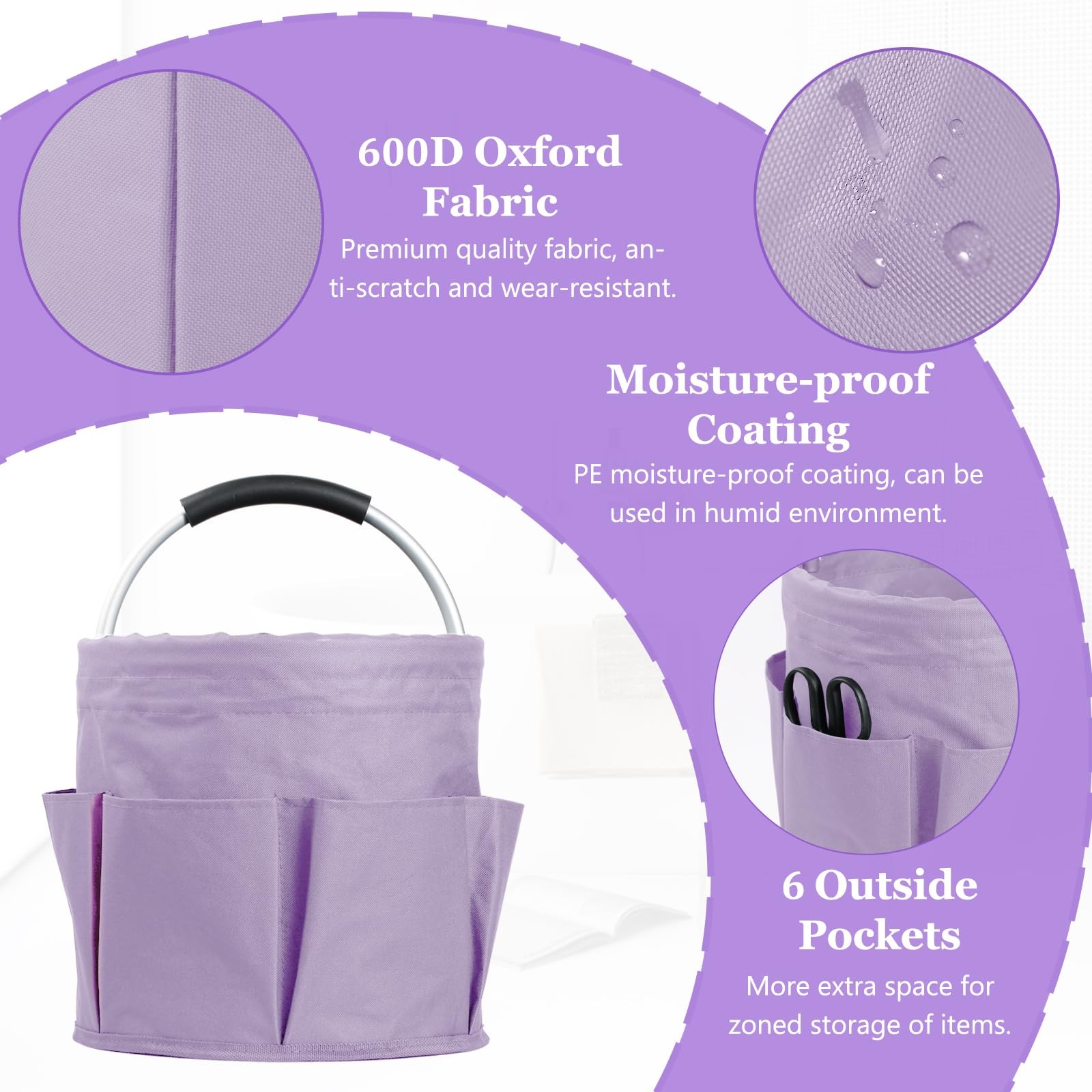 2PCS 17L Caddy Organizer with Handle, 600D Oxford Cloth Shower Caddy with 6 P…