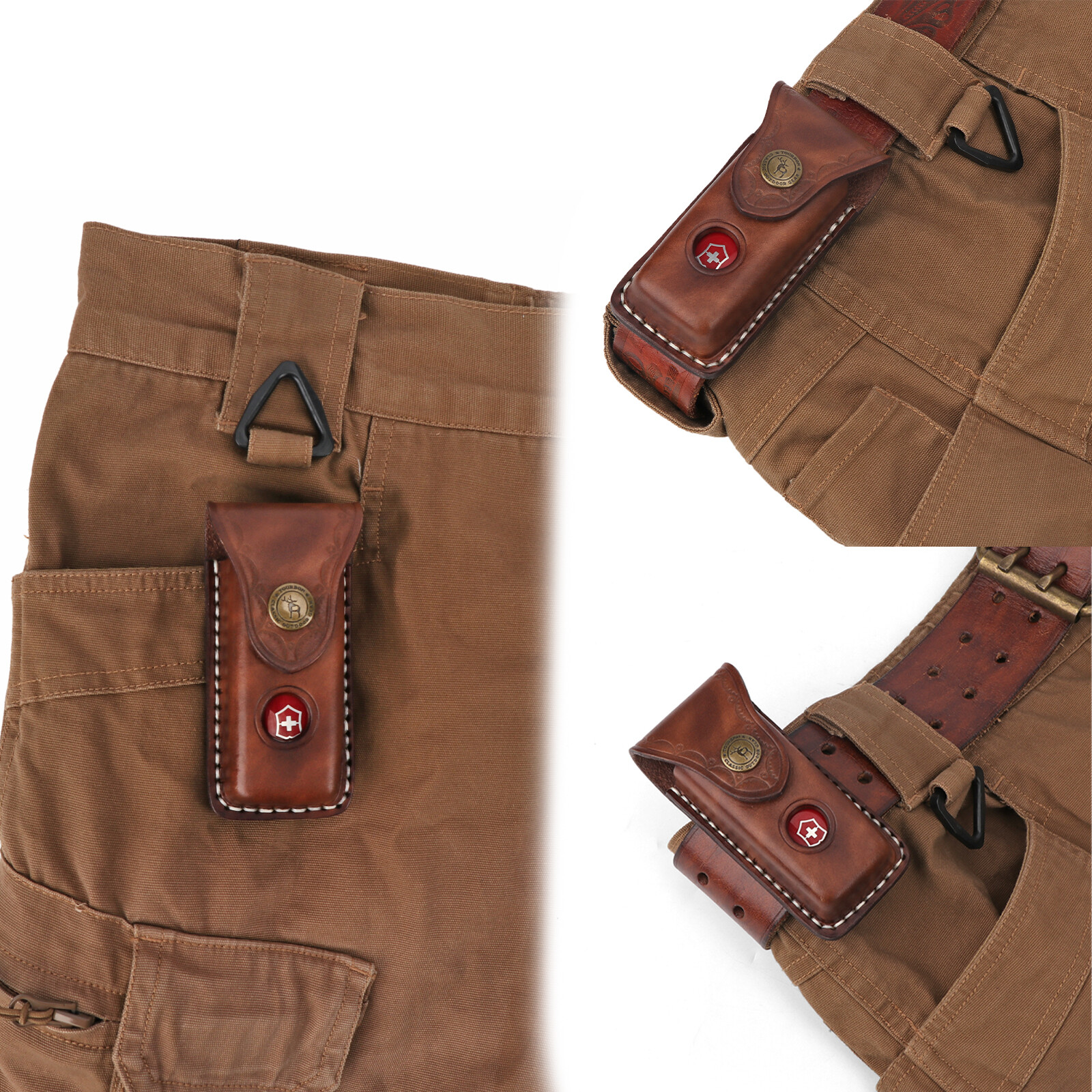 Tourbon Leather Knife Sheath for Folding Horizontal Trapper Knife Belt Holster