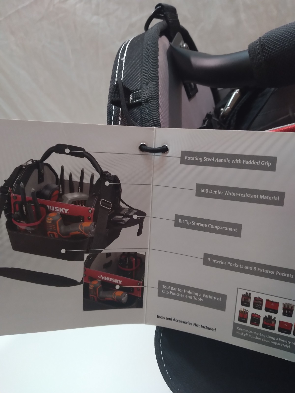 New Husky 12″ Tool Bag Electrician TOTE All Purpose Tote Cleaning Supply Holder