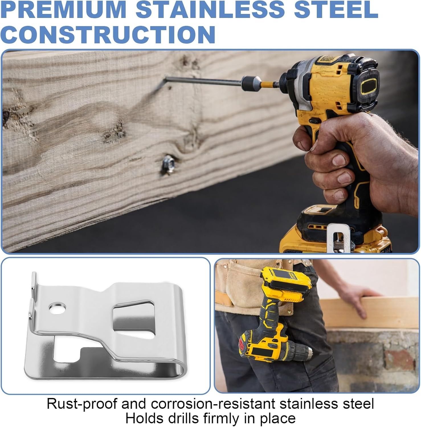 Organize Your 20V DeWALT Tools with 6 Stainless Steel Drill Belt Clips & Screws