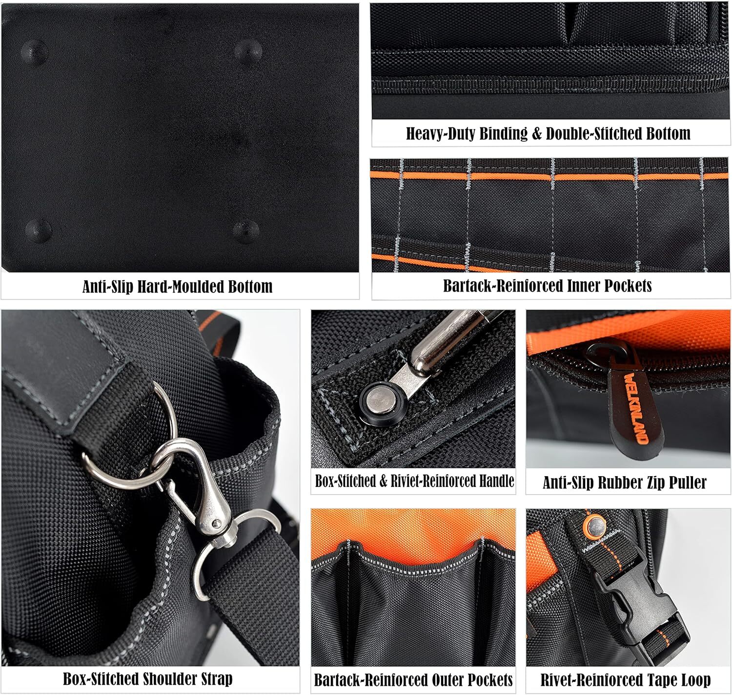 WELKINLAND 42 Compartment Men’s Tool Bag, HVAC Tool Bag, Tool Bag Organiser