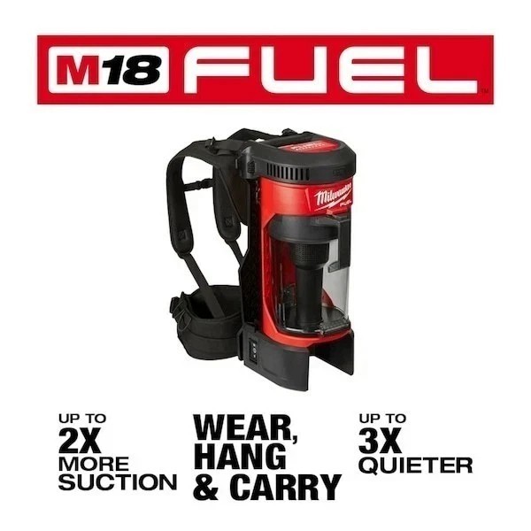 Milwaukee Tool 0885-20 M18 Fuel 3-In-1 Backpack Vacuum, 1 Gal Capacity,