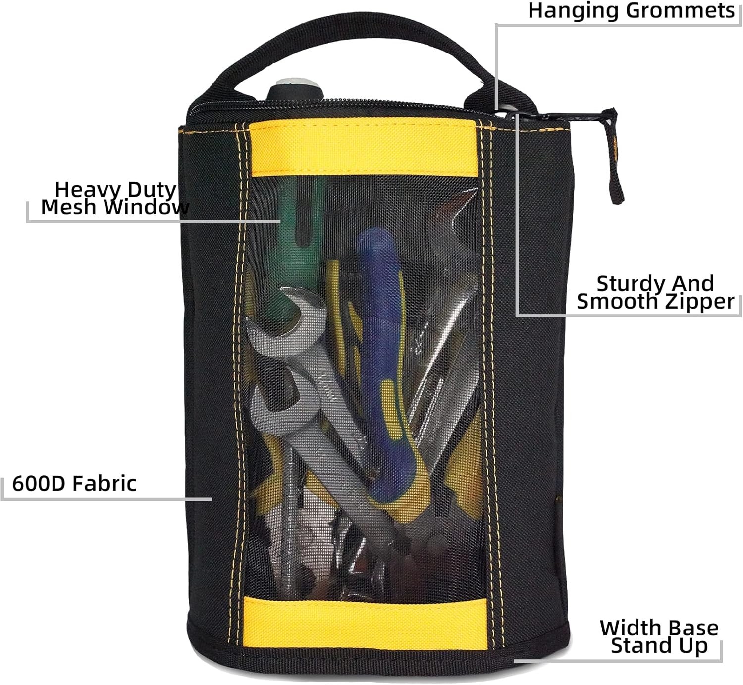 MELOTOUGH Canvas Zipper Tool Pouch Bag -Fastener Small, Yellow 1pack