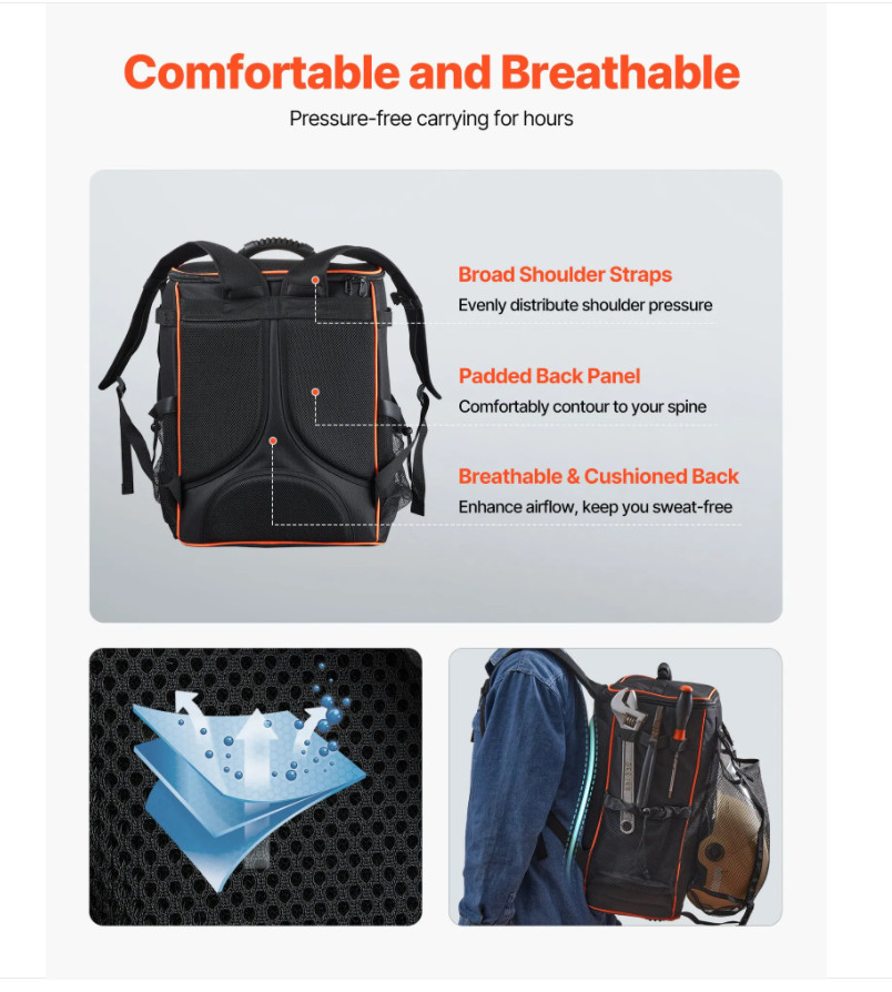 35.6L Welding Backpack 600D Polyester Welder Backpack for Tools and Helmet