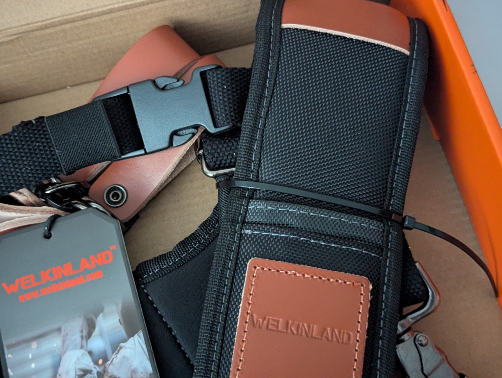 WELKINLAND Heavy-Duty Leather Tool Belt Suspenders, Carpenter Tool Belt