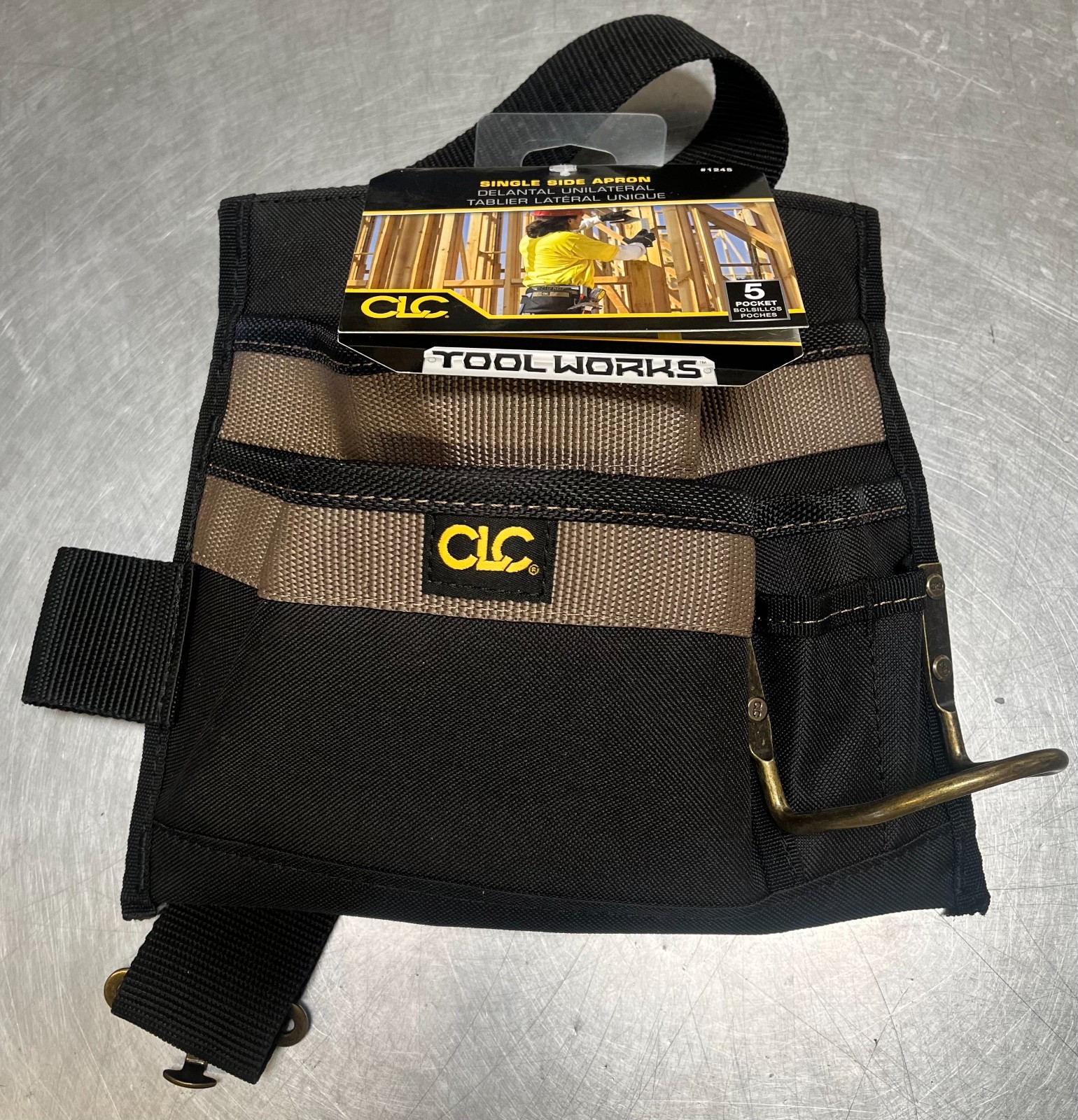 Clc Work Gear 1245 Tool Pouch, Tool Belt, Black, Polyester, 5 Pockets
