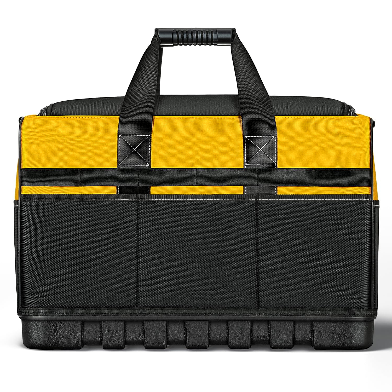 20 Inch Tool Bag Yellow Black Organizer 17 Pockets Wide Mouth Reinforced Base