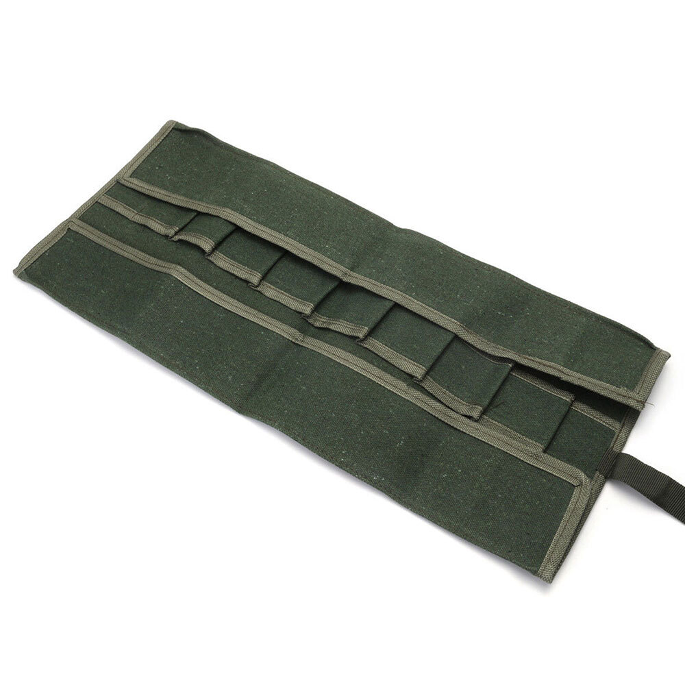 10 Pockets Canvas Spanner Wrench Tool Roll Up storage bag Organizer Pouches Case