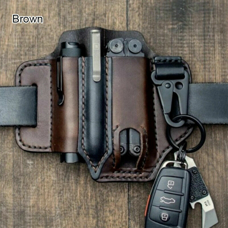 Handmade Multitool Leather Sheath EDC Pocket Organizer Tool Holder for Camping