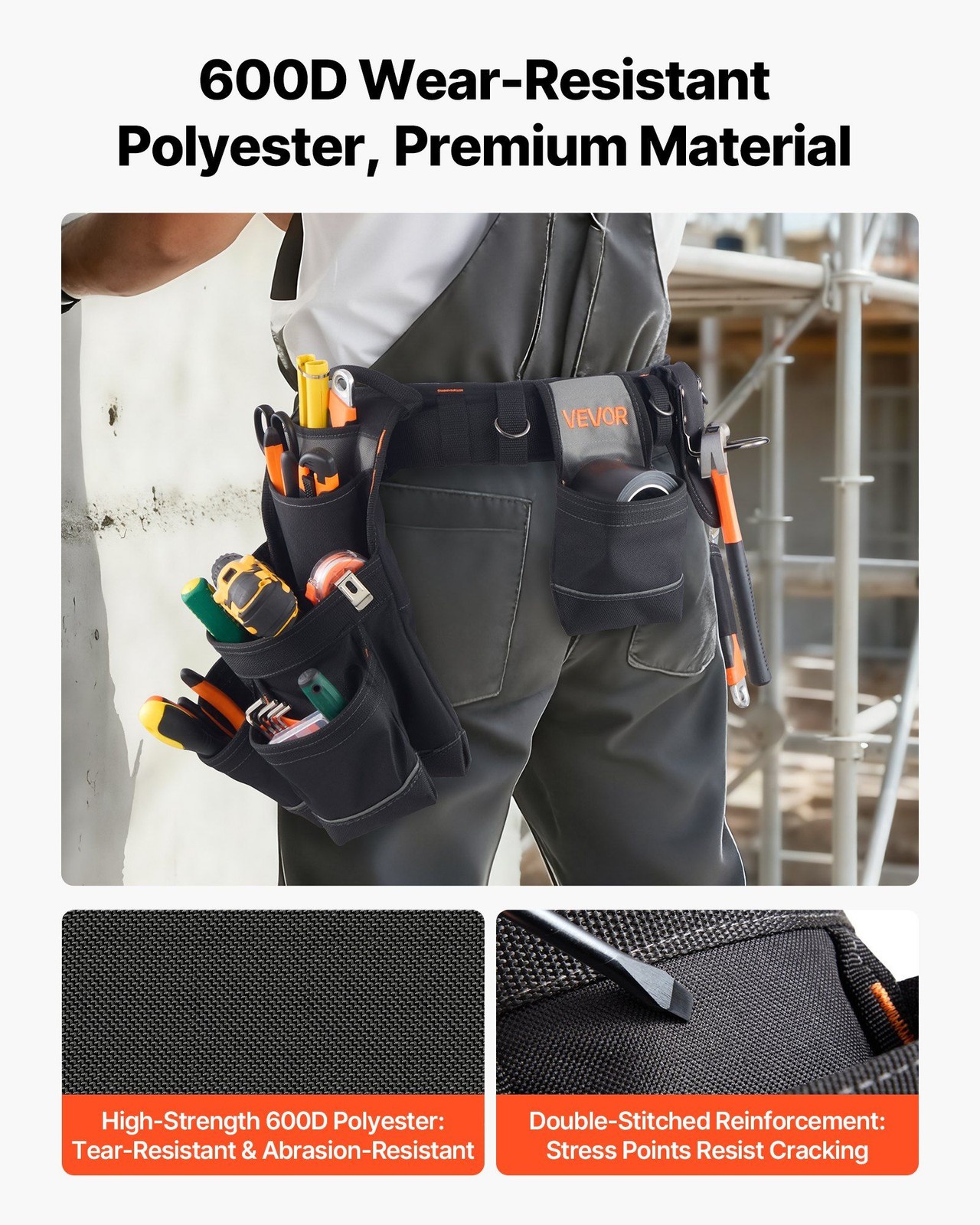 Reliable 18-Pocket Electrician Belt with Tear-Proof Stitching