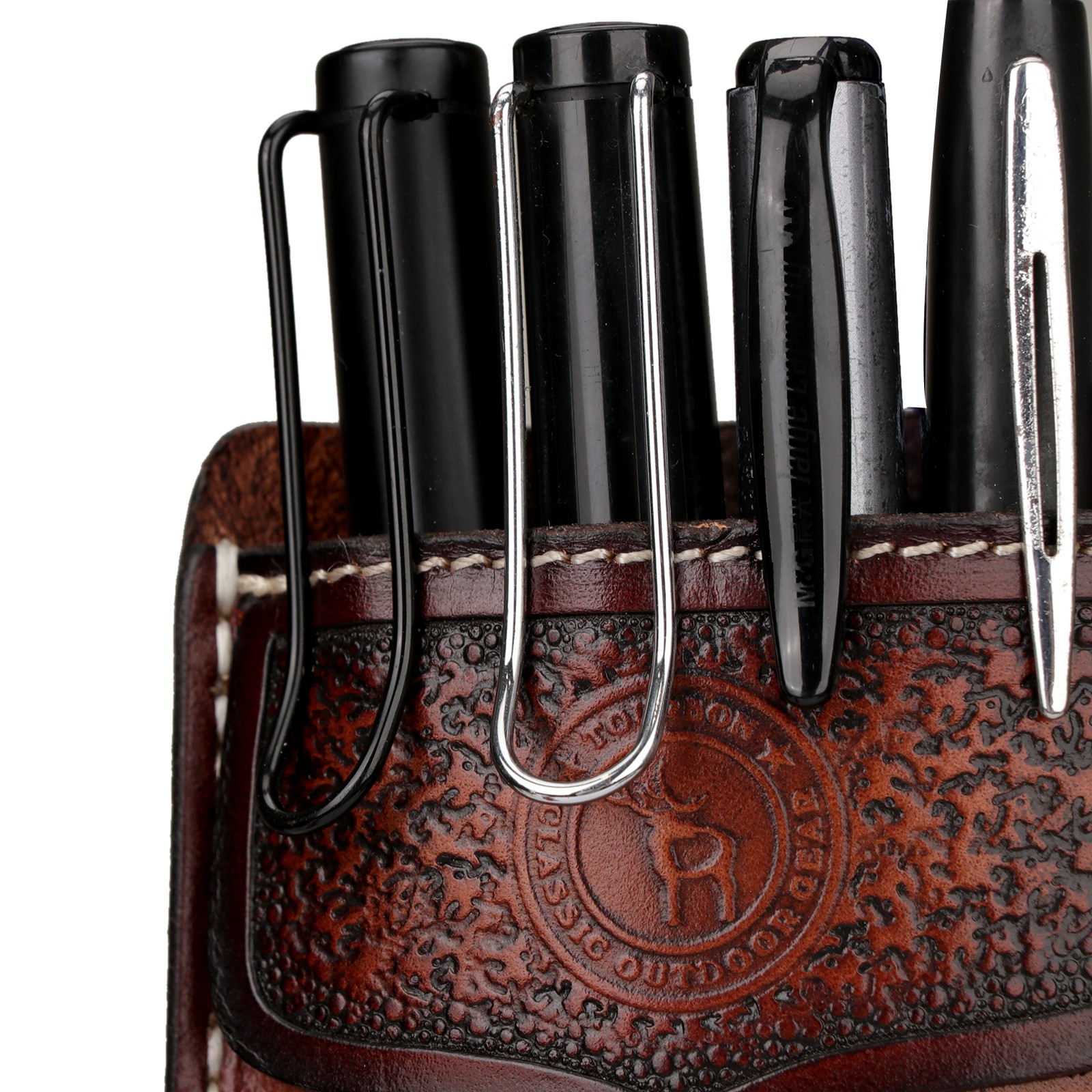 TOURBON Leather Shirt Pocket Pen Organizer Jacket Pouch Gift for Doctors Nurses