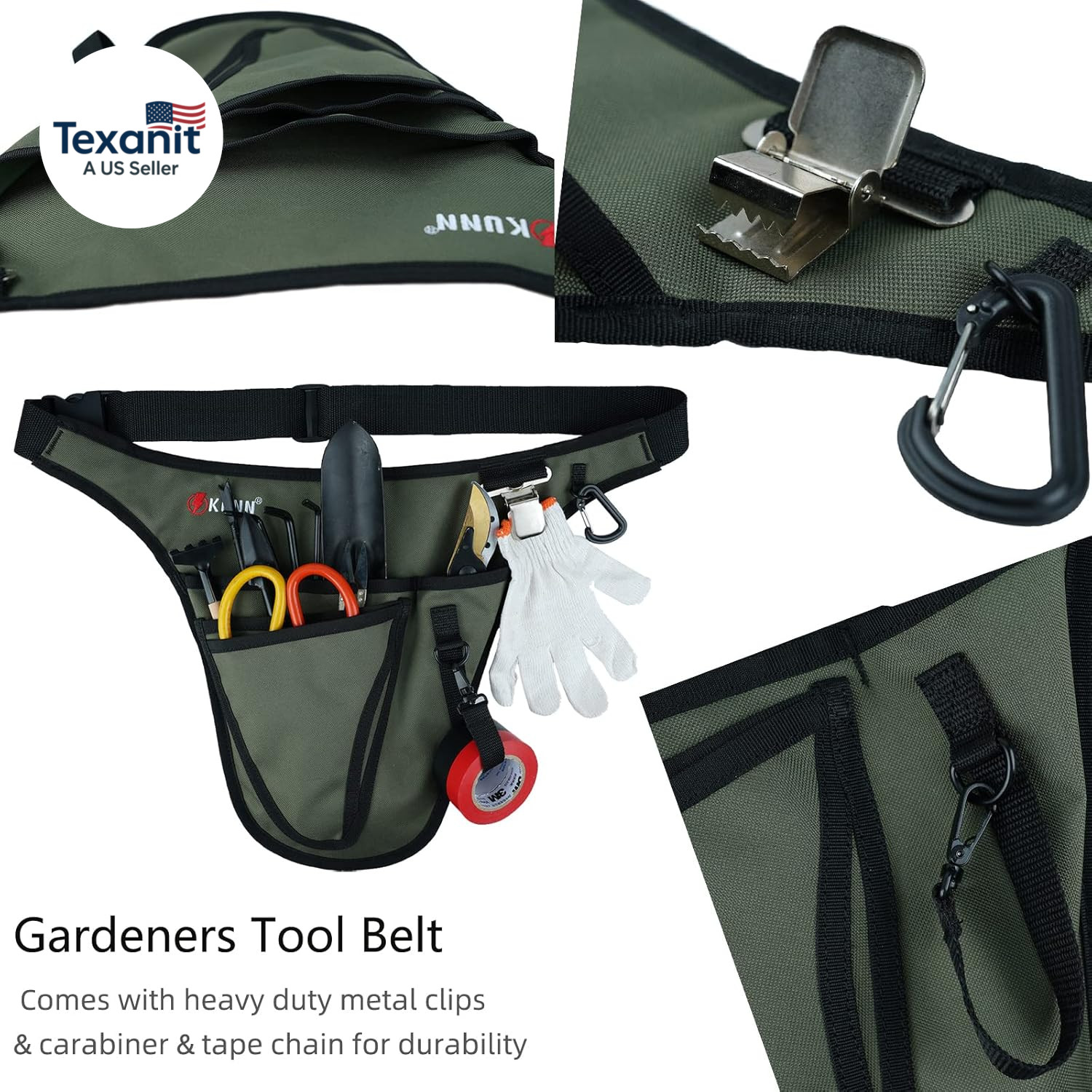 Garden Tool Belt,Durable Adjustable Tool Belt Waist Pouch with 4 Pocket for Wome